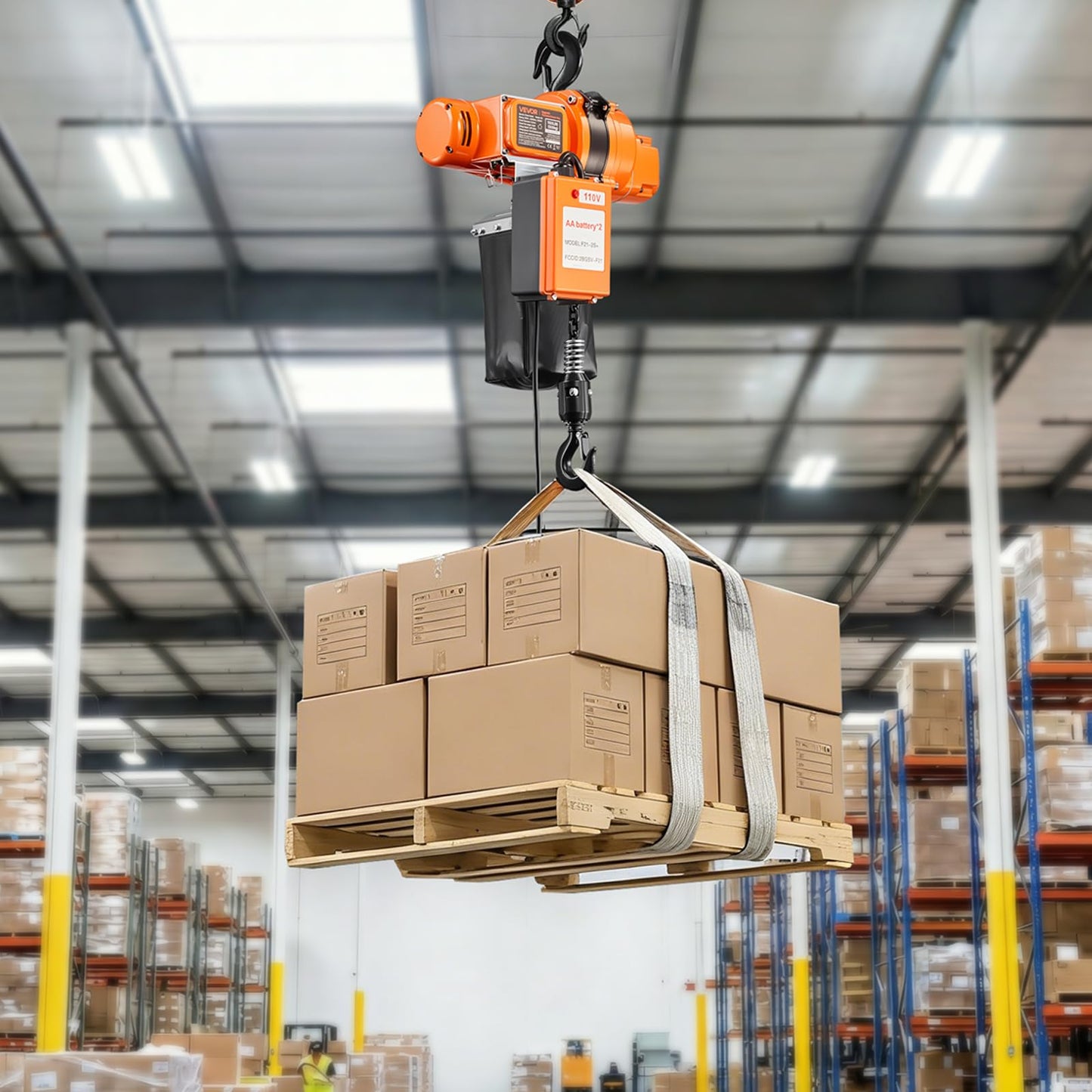 VEVOR 1100 lbs Electric Chain Hoist, 20ft Lifting Height, 120V 60Hz Single Phase Overhead Crane w/ 328ft Wireless & 15ft Wired Remote Control, Power Electric Hoist for Factories, Warehouses, Garages