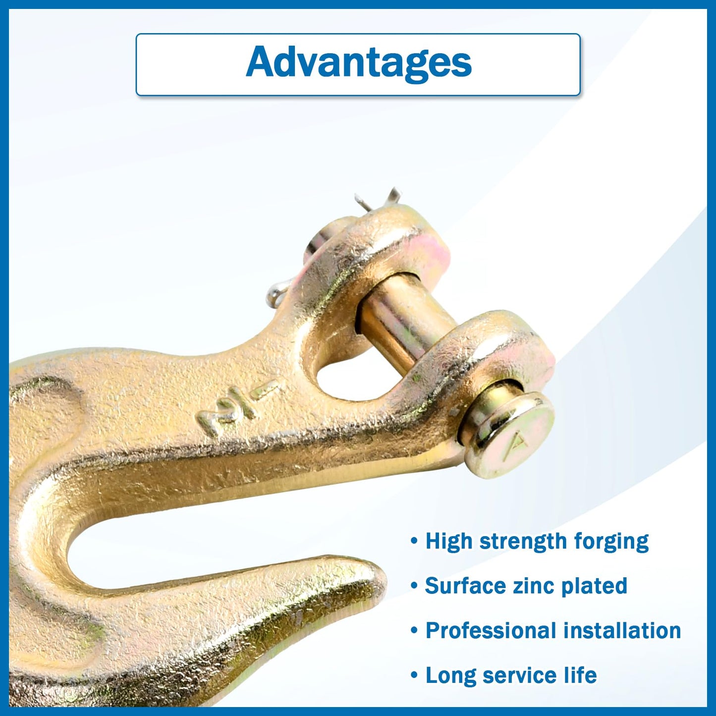 TBAPFS 4Pcs 1/2 Inch Clevis Grab Hooks Grade 70 Chain Hook 12000 Lbs Working Load Limit for Trailer Truck Transport