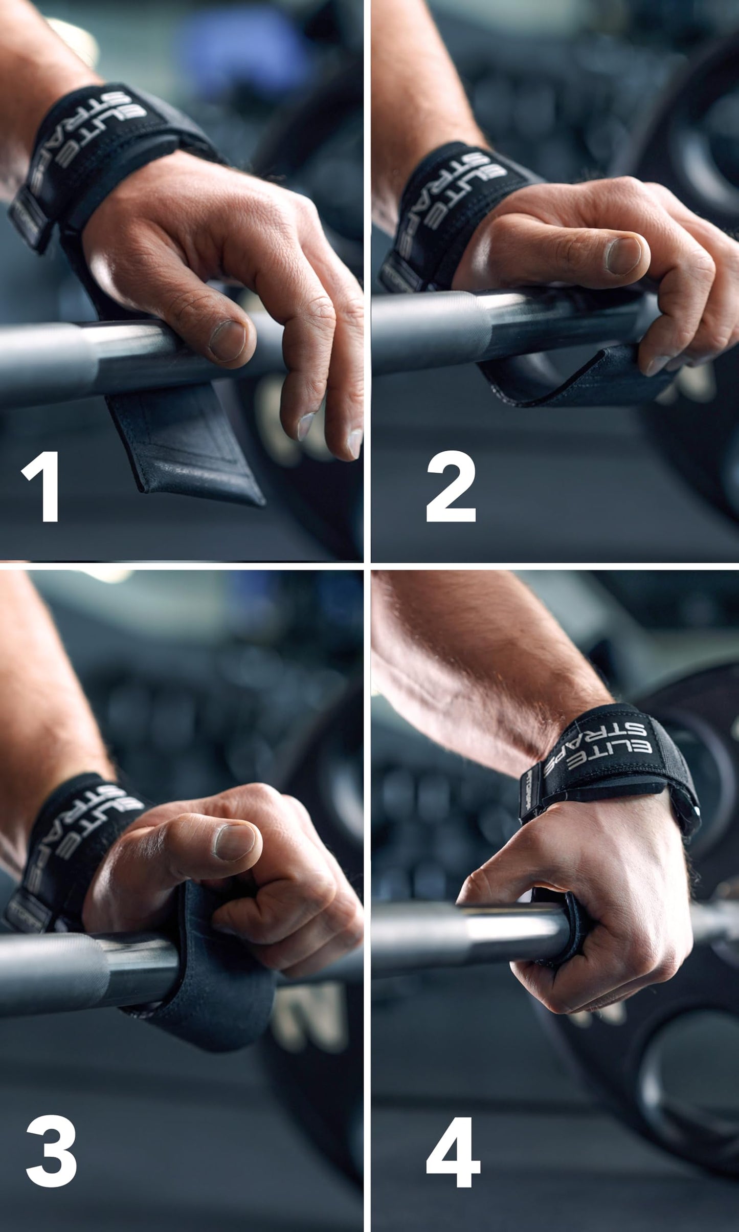 Fitgriff® Elite Straps - Lifting Wrist Straps (Rubber Grips) for Weightlifting, Gym, Workout, Deadlift - Anti-Slip Revolution for Men and Women (Black, S/M)