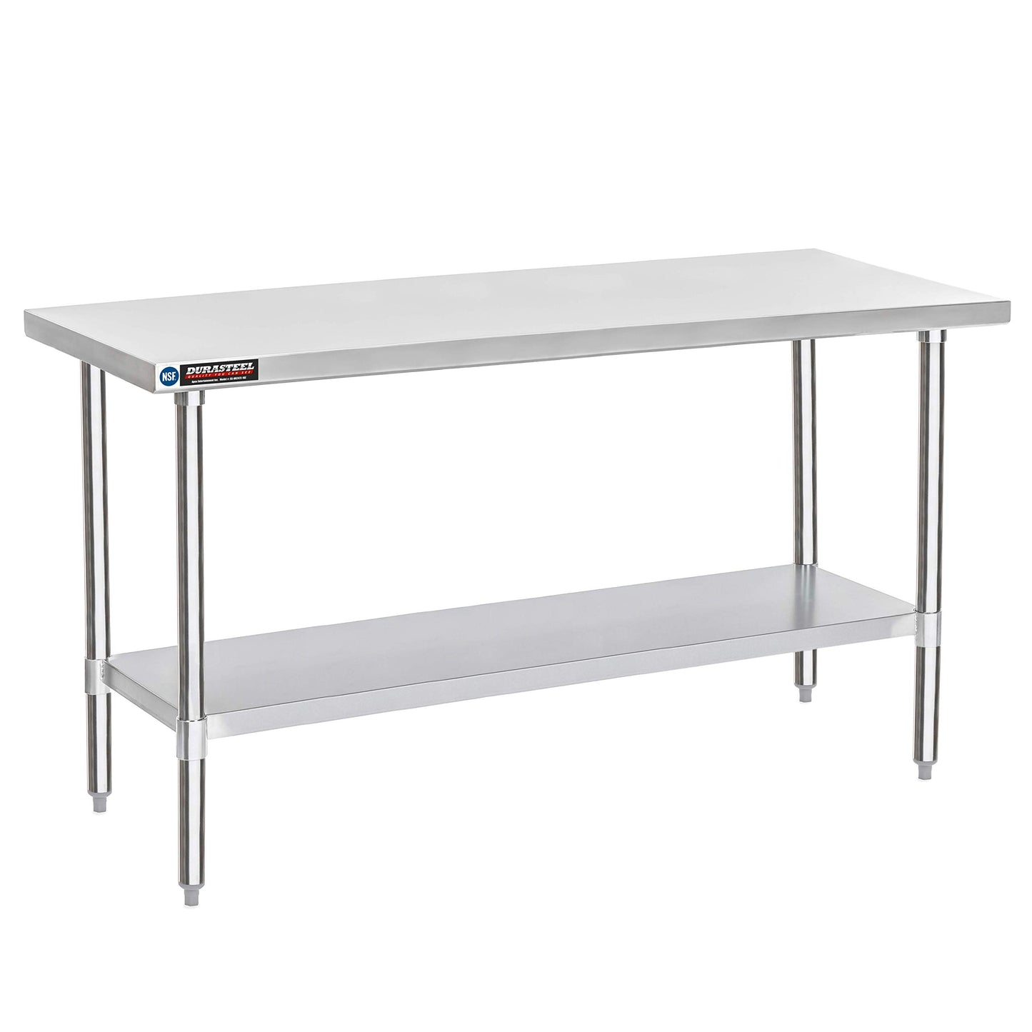 DuraSteel 24x72 Stainless Steel Work Table - NSF Commercial Prep Metal Table w/Adjustable Under Shelf - Kitchen Outdoor Pizza Oven Stand, Garage Workbench, Laundry Utility Worktable - 350 lb Capacity
