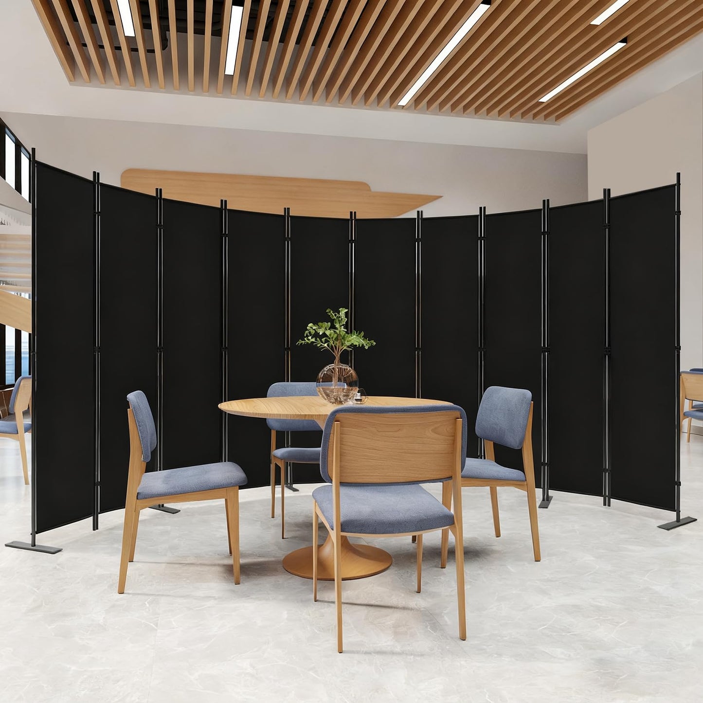 C-Hopetree 10 Panels Room Divider, 6 Ft Tall Indoor Folding Privacy Screen, Portable Partition Separator, Freestanding Separation Temporary Wall for Office, Bedroom, 197" W X 71" H, Black