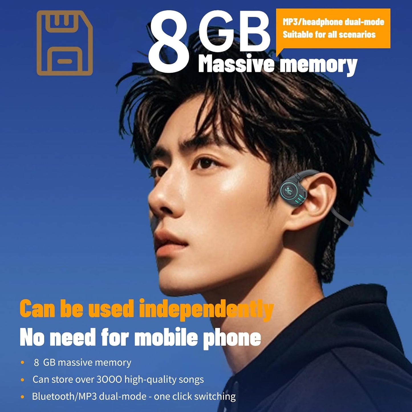 Swimming MP3 2-in-1, 10 5.4 Headset, Swimming, Bone Conduction Headphones with Open Ear Bluetooth Headphones and Player