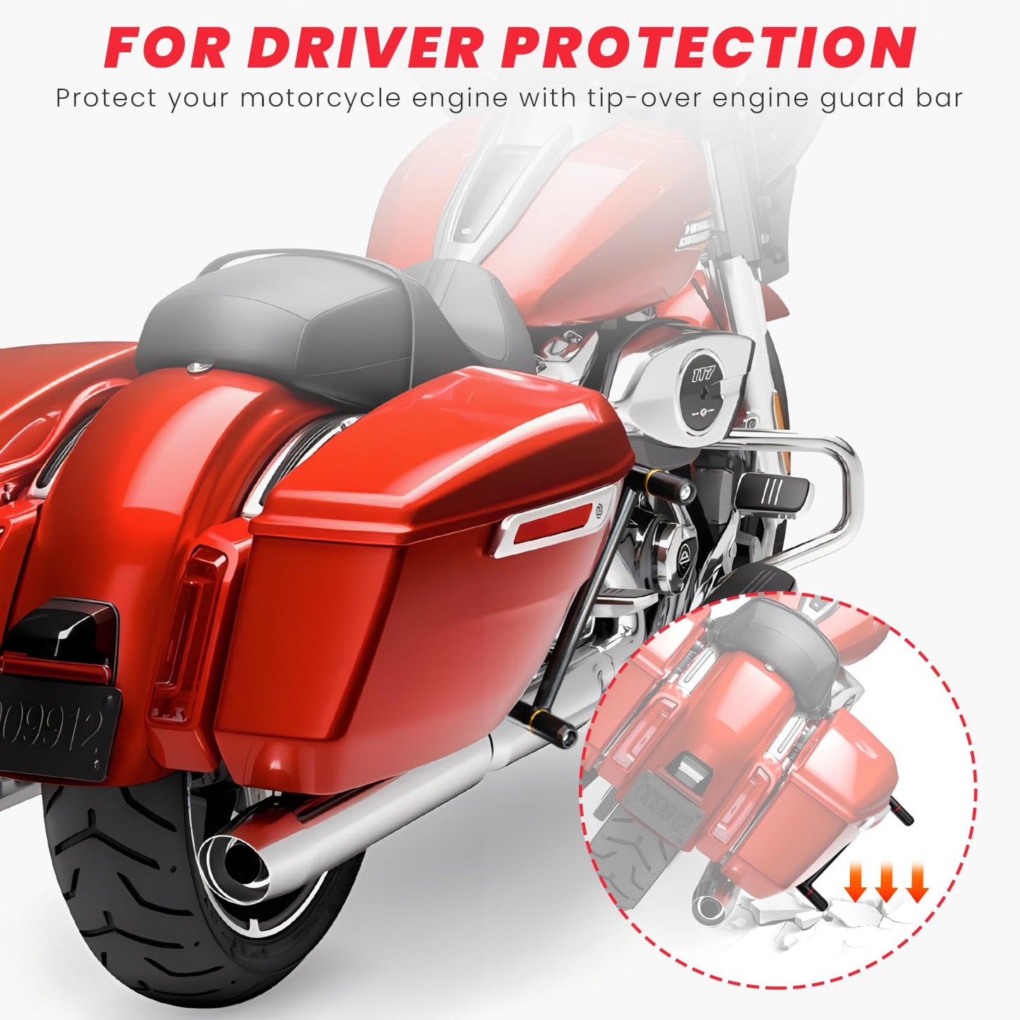 kekykm Twin Cam Air Filter Cleaner Intake Filter Saddlebag Guard Crash Bar Bracket for Harley Touring 2009-2016 Street Glide Road Glide Road King Electra Glide