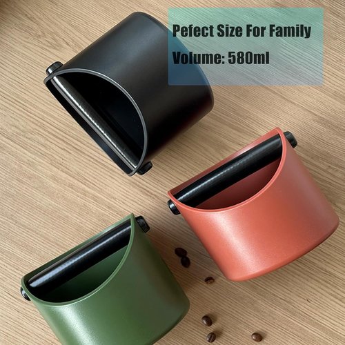 Barista Style Coffee Knock Box - 4.6 In Removable Plastic Knock Rod | Non-Slip Base Espresso Accessory (Black)