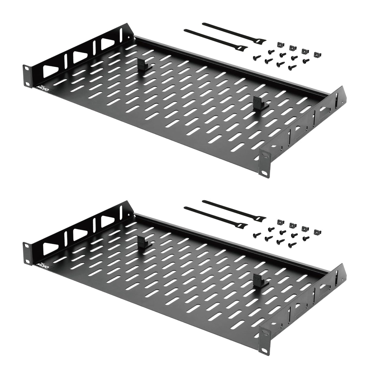 Tecmojo 1U Rack Shelf,19 inch Rack Shelf 10 inch Depth,Rack Mount Shelf with Anti-Slip Stops,Server Rack Shelf and Network Shelf for 19 in Equipments, 55lbs Capacity of Vented 1U Shelf,No Lip(2 Pack)