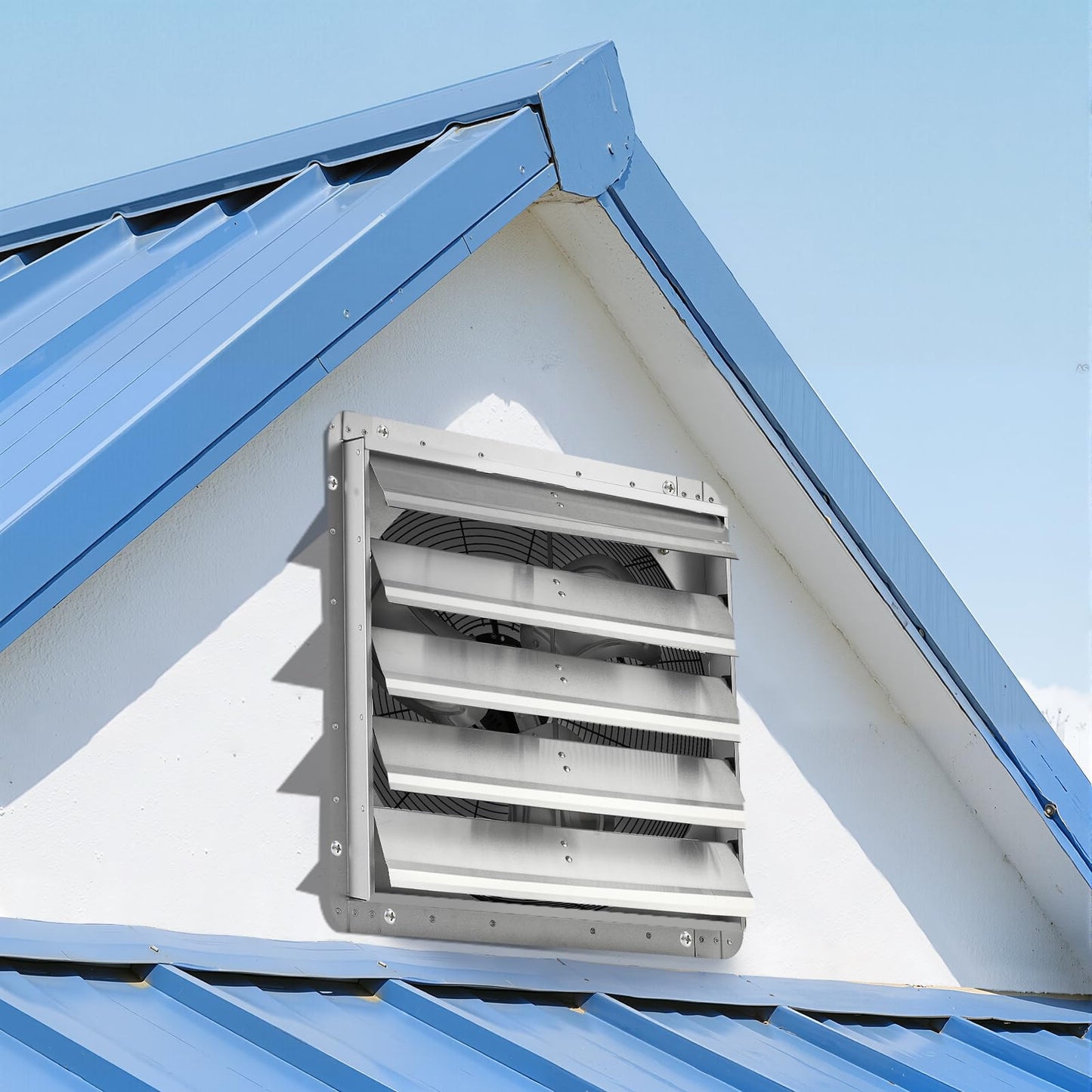 VEVOR 20'' Exhaust Fan, Wall Mounted Attic Fan with Variable Speed, 3000 CFM, Automatic Shutter, Ventilation and Cooling, Silver, Fan Only