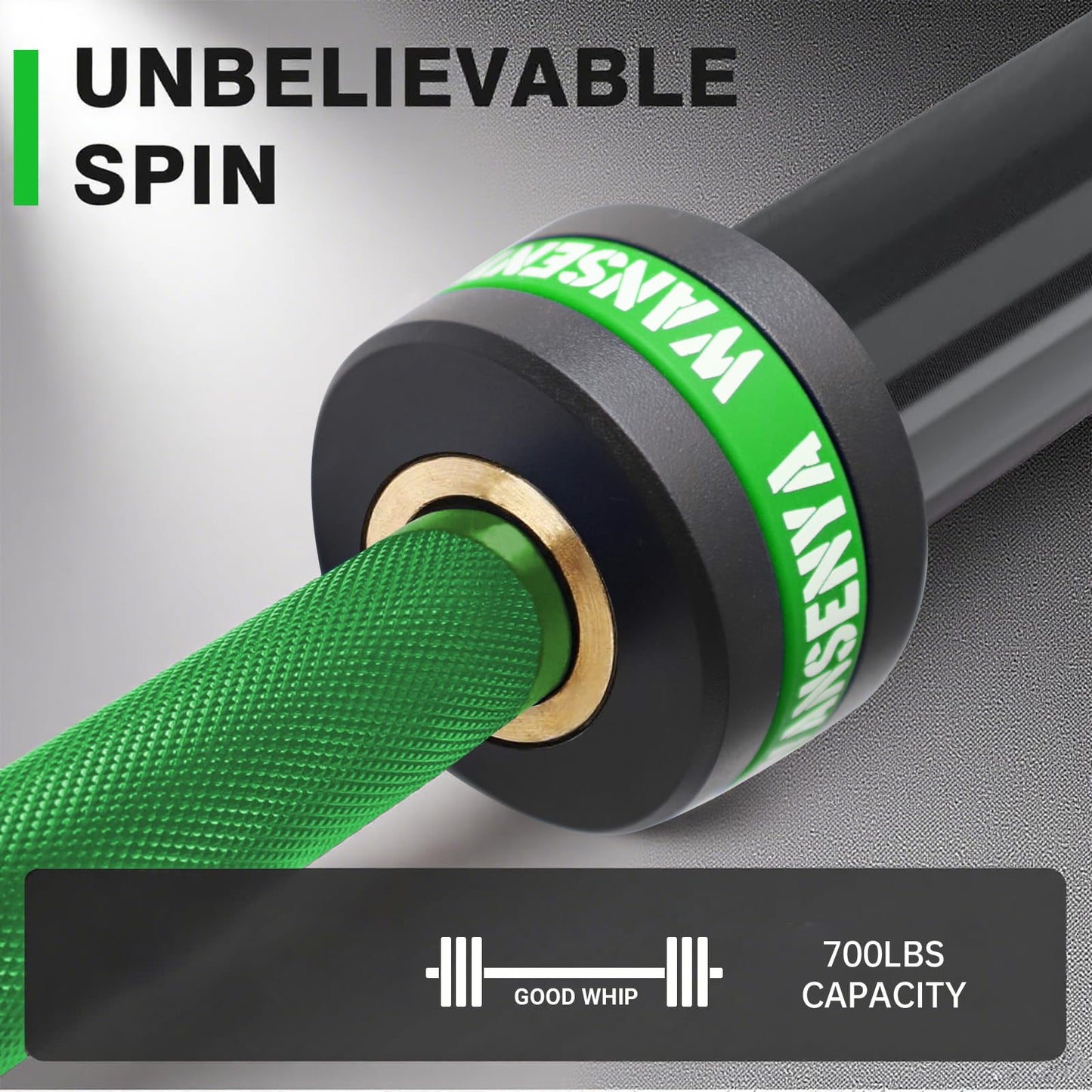 WANSENYA 7FT Olympic Barbell 45lb,28MM 2 Inch Olympic Bar for 700lbs Capacity with No. 45 Steel,Olympic Weight Bars for Lifting,CrossFit,Bench Press,Deadlift,Squats,Strength Training bars,Dark Green