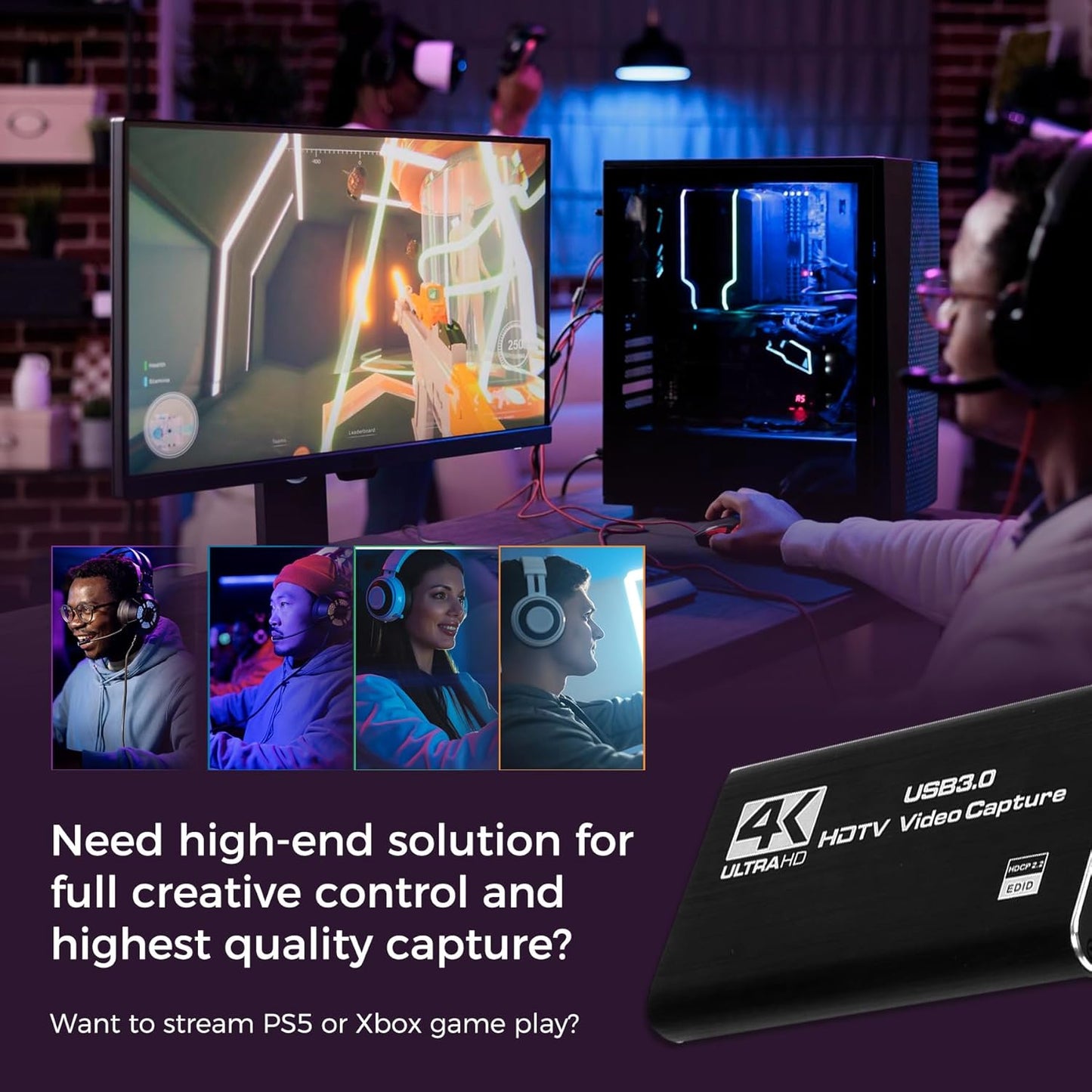 RGBlink 4K 3.0 1080P 60FPS, PS5, MSP231 HDMI Capture Card for Streaming & Gaming, USB Audio Video Capture Device Low