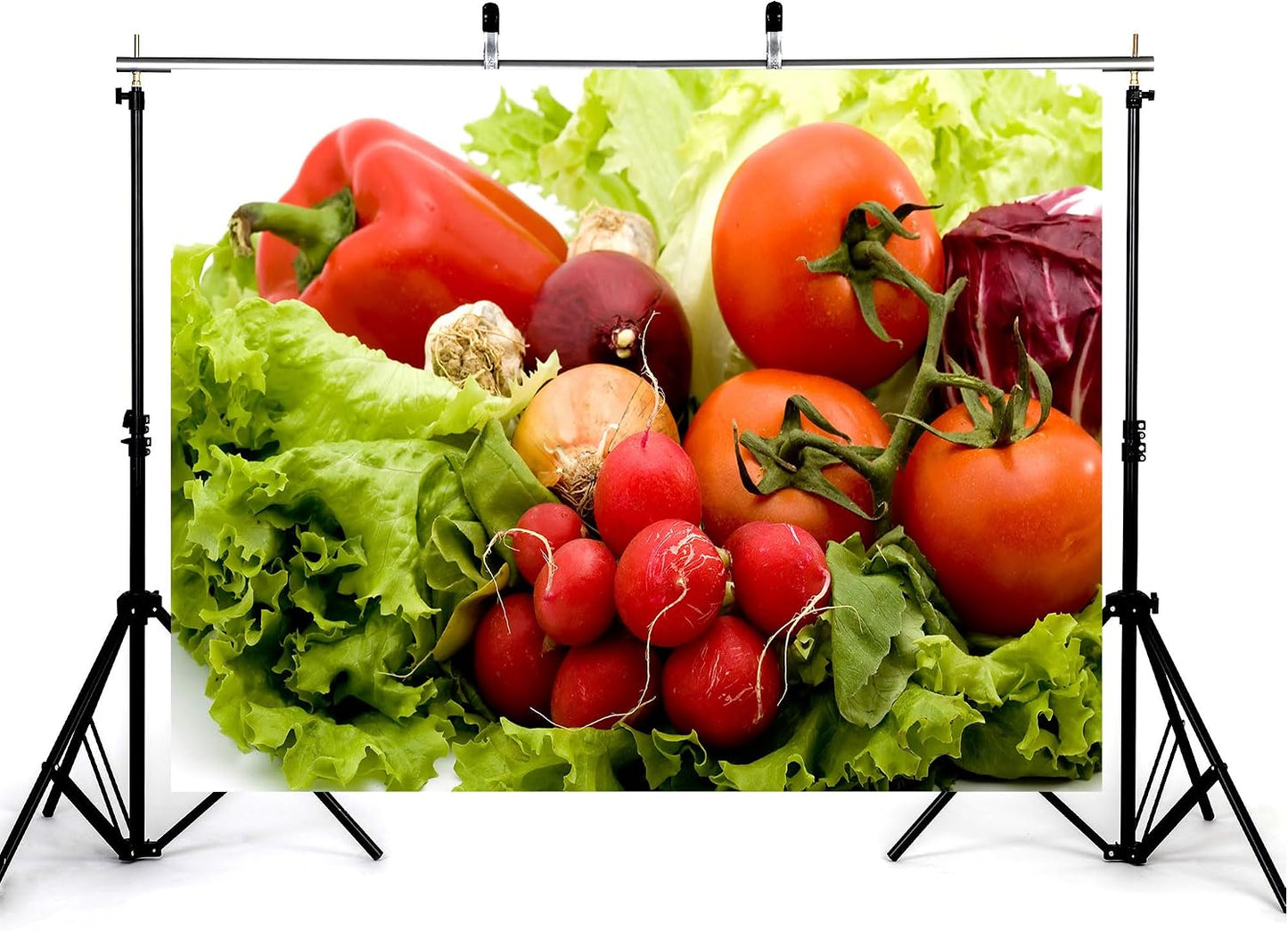 KeyWork 10x10ft Fresh Vegetable Backdrop Farm Produce Photography Background for Party Food Themed Cooking Events