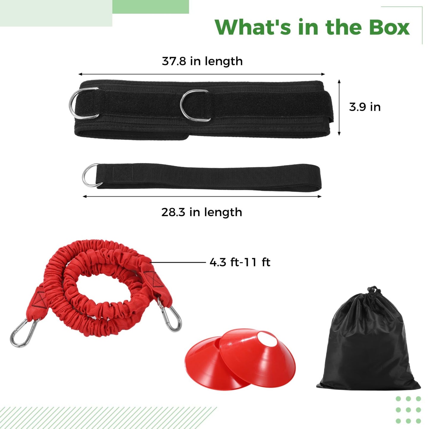 Speed Training Equipment Set, Resistance Bungee Band Multi Sport Exercise Set With Resistance Bungee Band, Waist Belt, Training Cones, and Fixing Band, Improving Speed, Stamina and Strength (A)