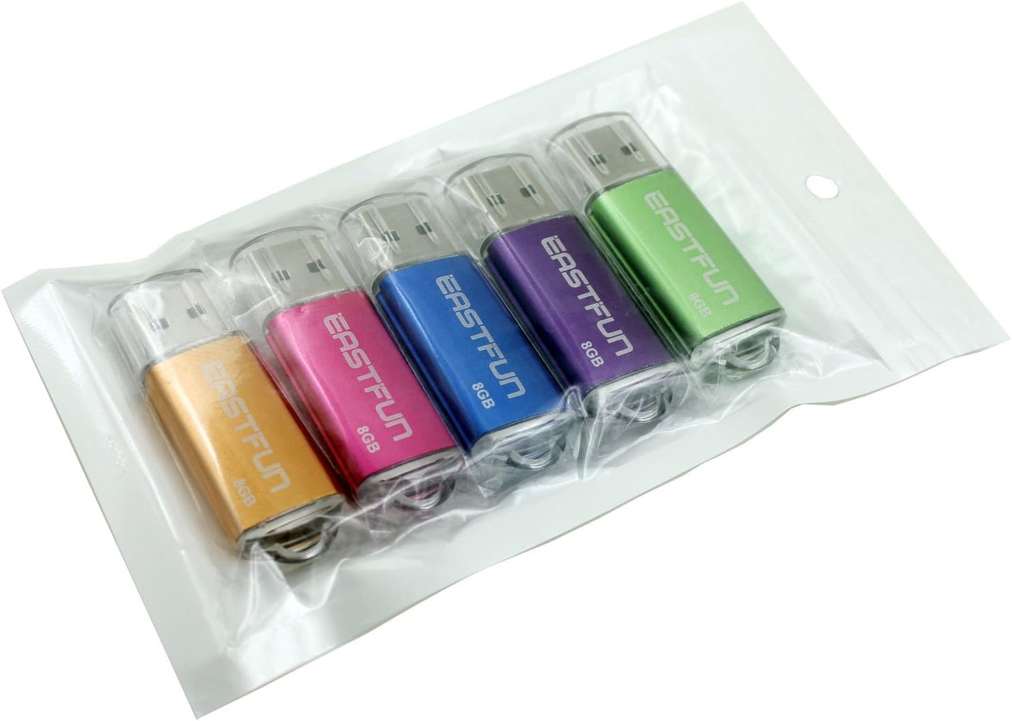 EASTFUN 5Pcs 8GB 2.0 USB Flash Drive USB Flash Memory Stick Thumb Stick Pen(Five Mixed Colors: Blue Purple Rose Green