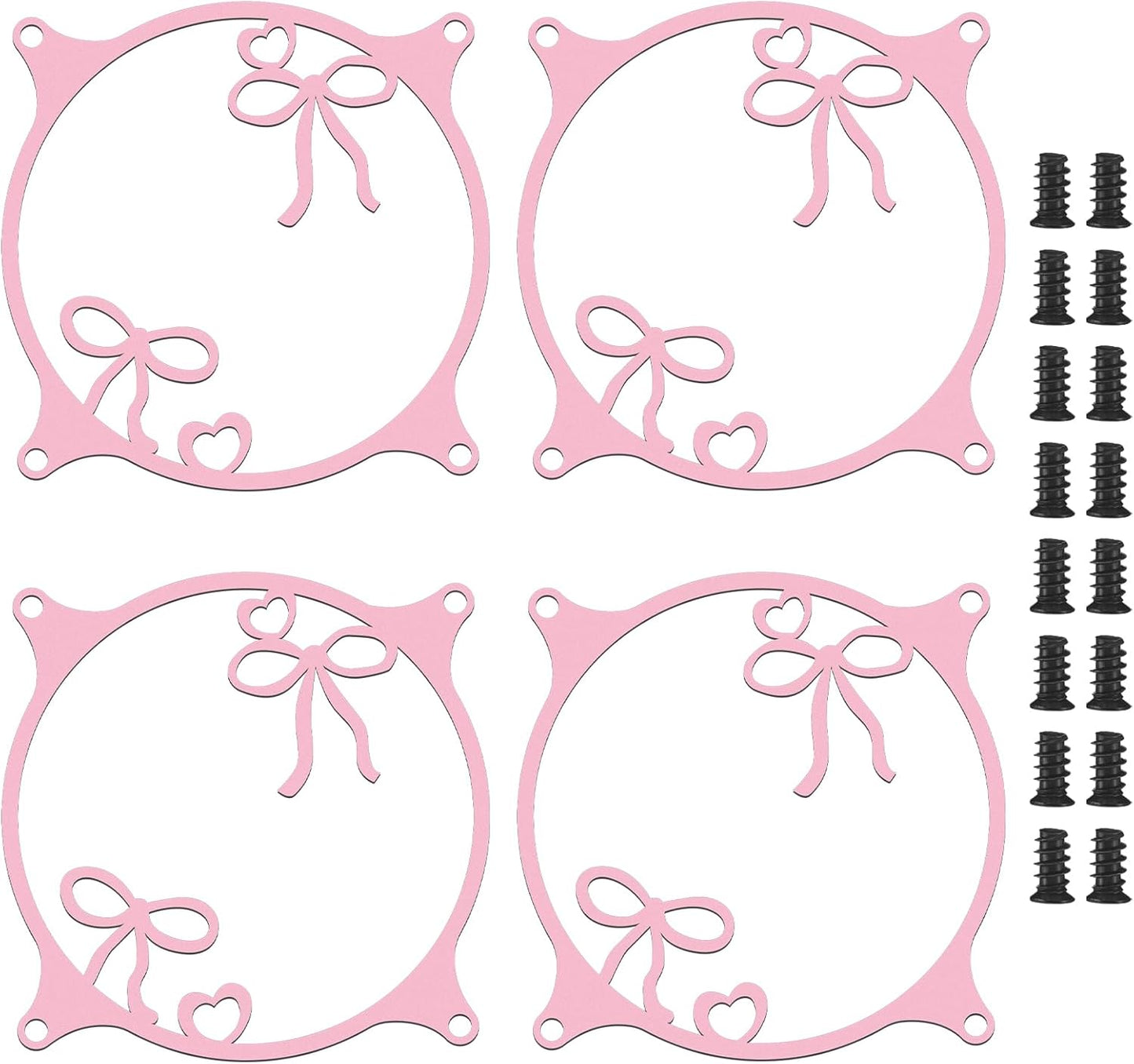 4 120mm Lounsweer Pcs Pink Bow Guard Fan Grill Metal PC Fan Grill Cover with Screws Cute Computer Accessories