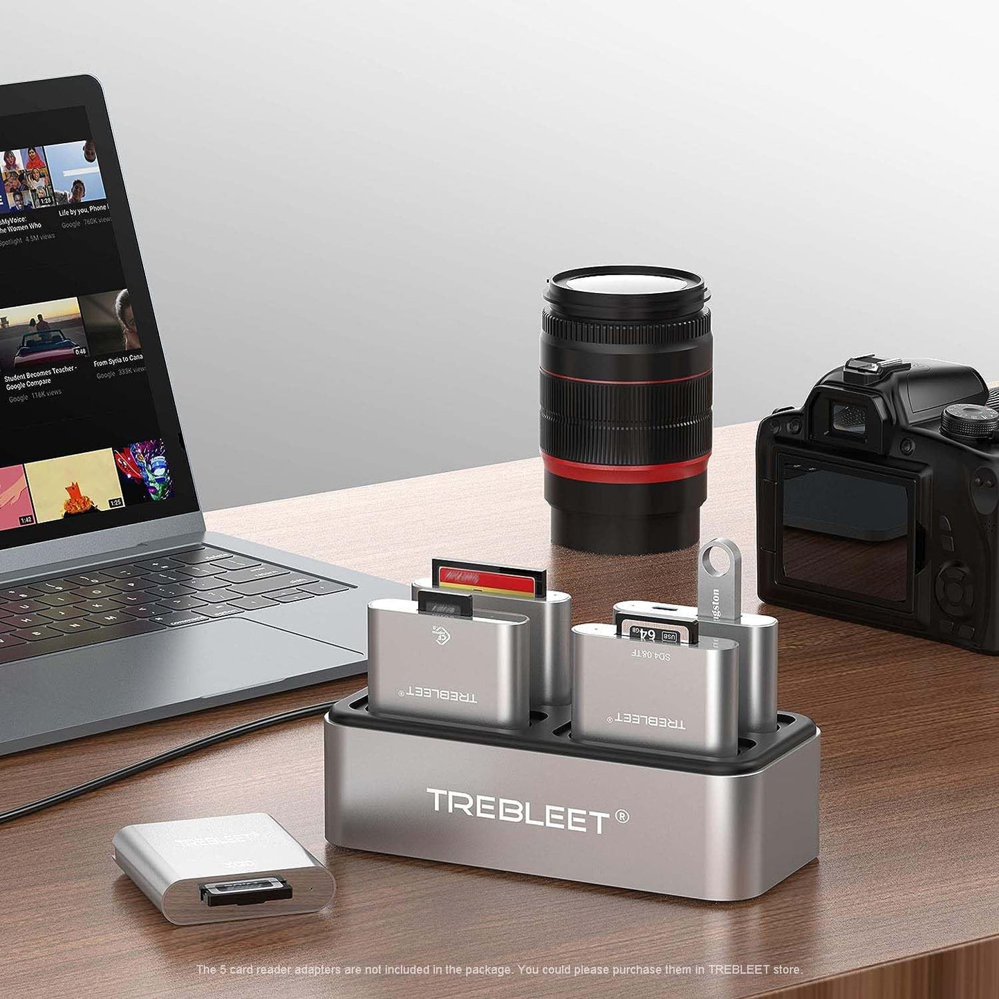 TREBLEET 4-Bay 3.2 2 10Gbps 2.0 Workflow Station - Professional Modular Card Reader Hub, USB Gen Docking Station