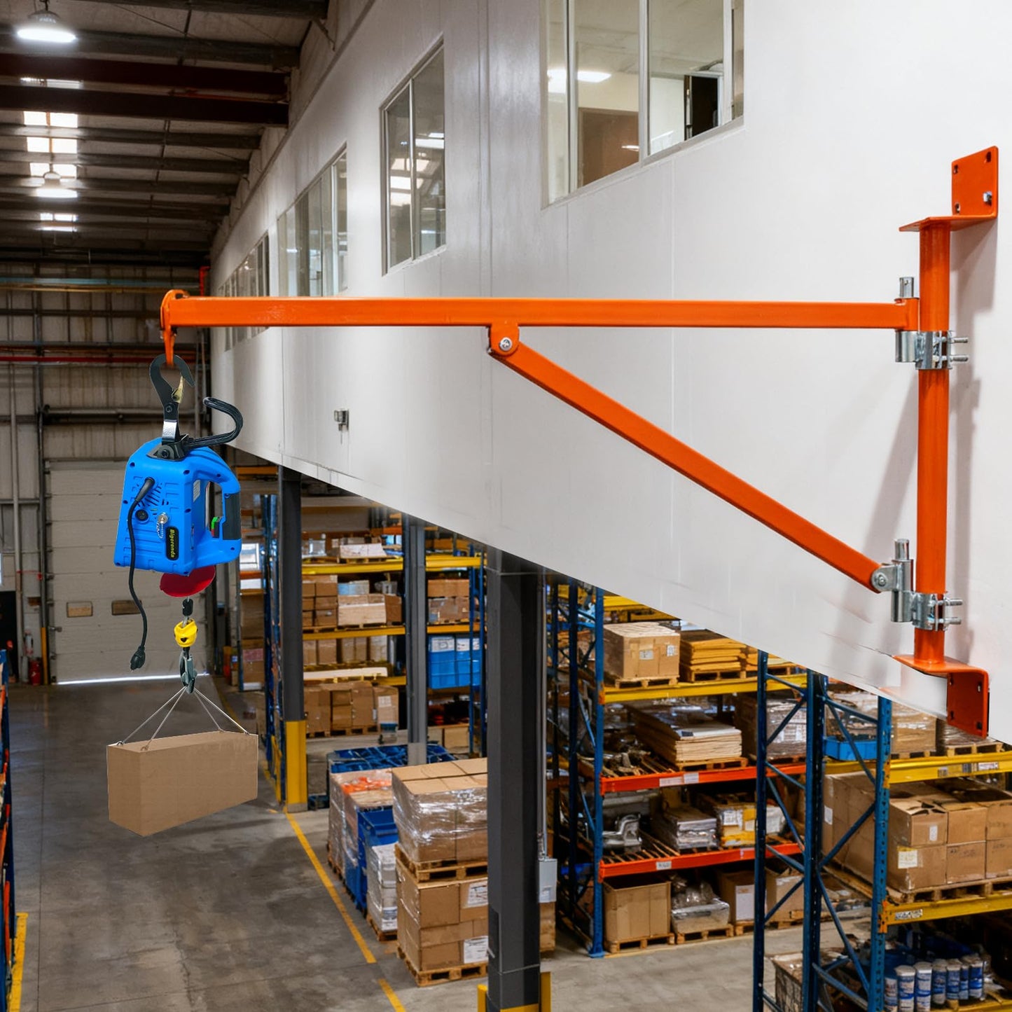 Wall Mount Jib Crane, Hoist Support Arm with 180°Swing, Electric Scaffolding Lift, Hoist Bracket, All Steel Construction 660LBS Capacity, Electric Hoist Holder Swing Arm with Pole, for Electric Hoist