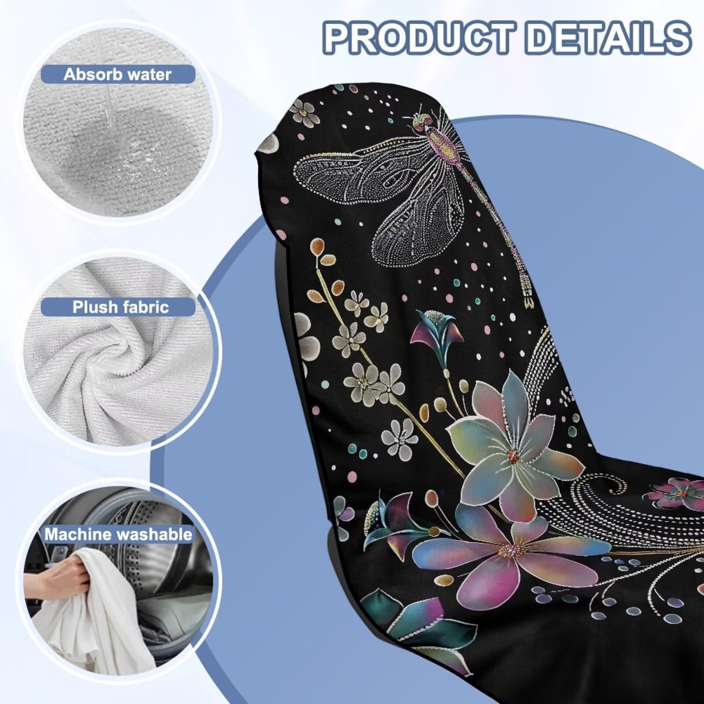 Horeset Aesthetic Dragonfly Sports Car Towel Seat Protection Workout Outdoor Activities Car Seat Cover Towel Easy Installation Seat Covers for SUV Trucks Cars Sedan Van