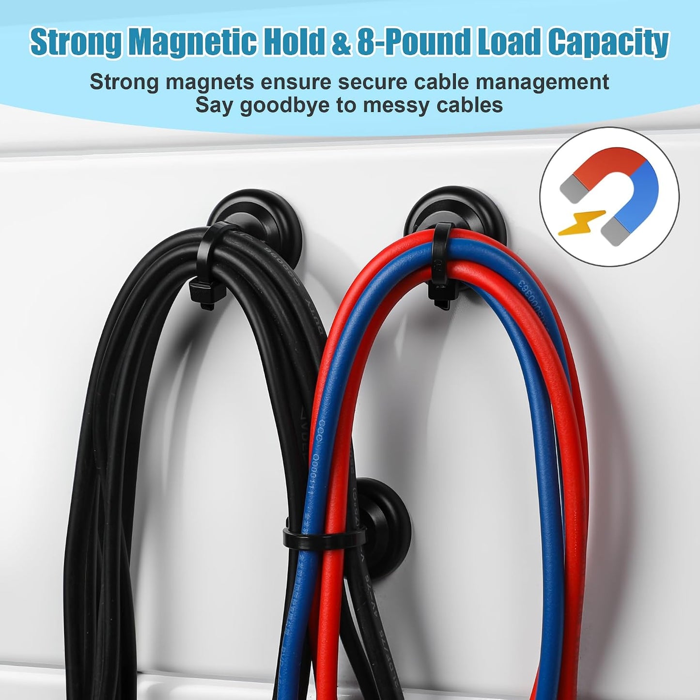 100 HOMAR magnetic zip tie mount Magnetic Zip Ties Mount Base Holder with Pcs Cable Zip Ties, Strong Magnet Wire