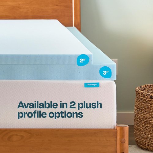 Linenspa Memory Foam Mattress Topper | Twin Size - 2 Inch Gel-Infused Foam - Cooling & Pressure Relief