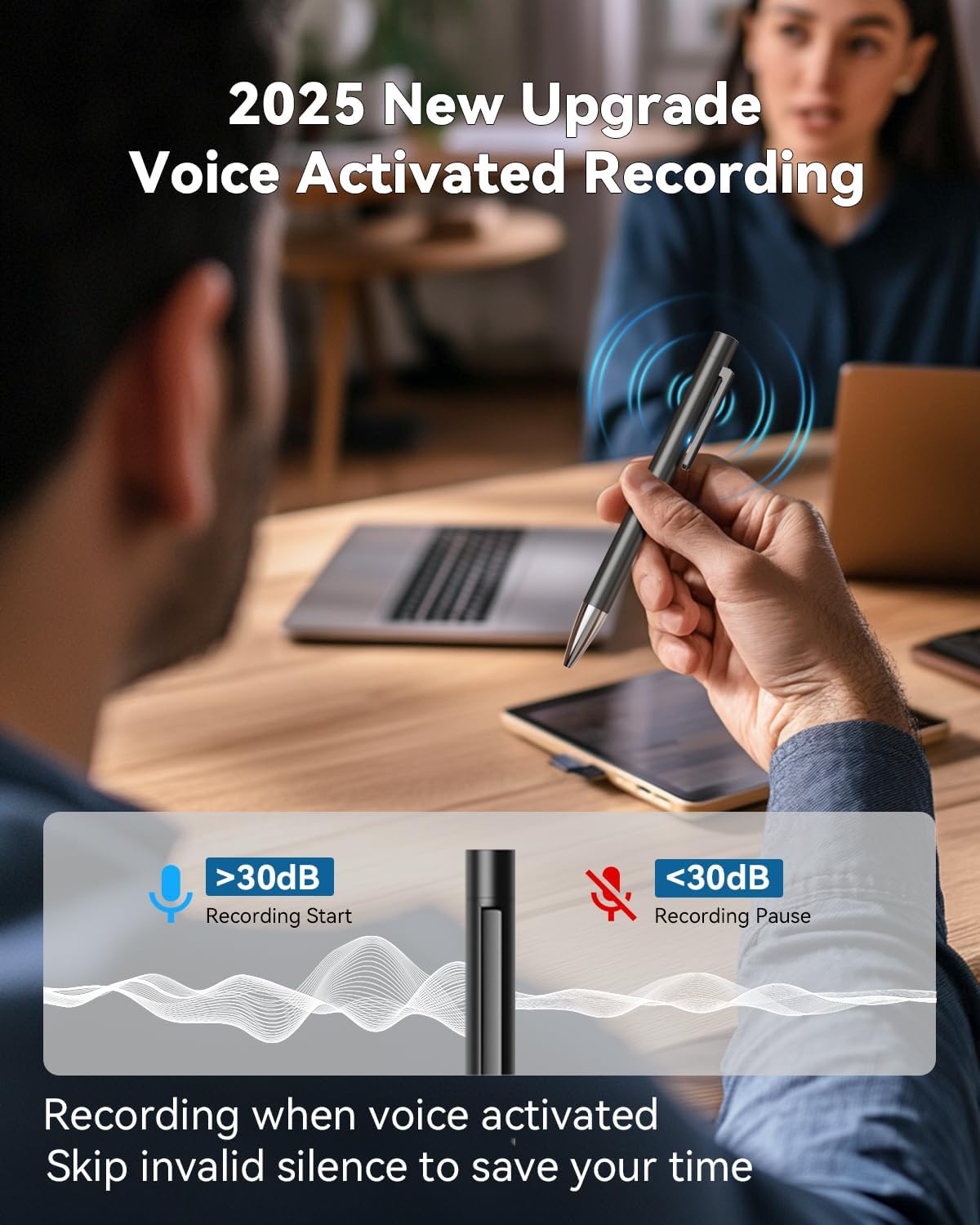 EAKKOR 64GB Digital Voice Recorder, Recording Device with Noise Reduction, Voice Activated Tap Recorder