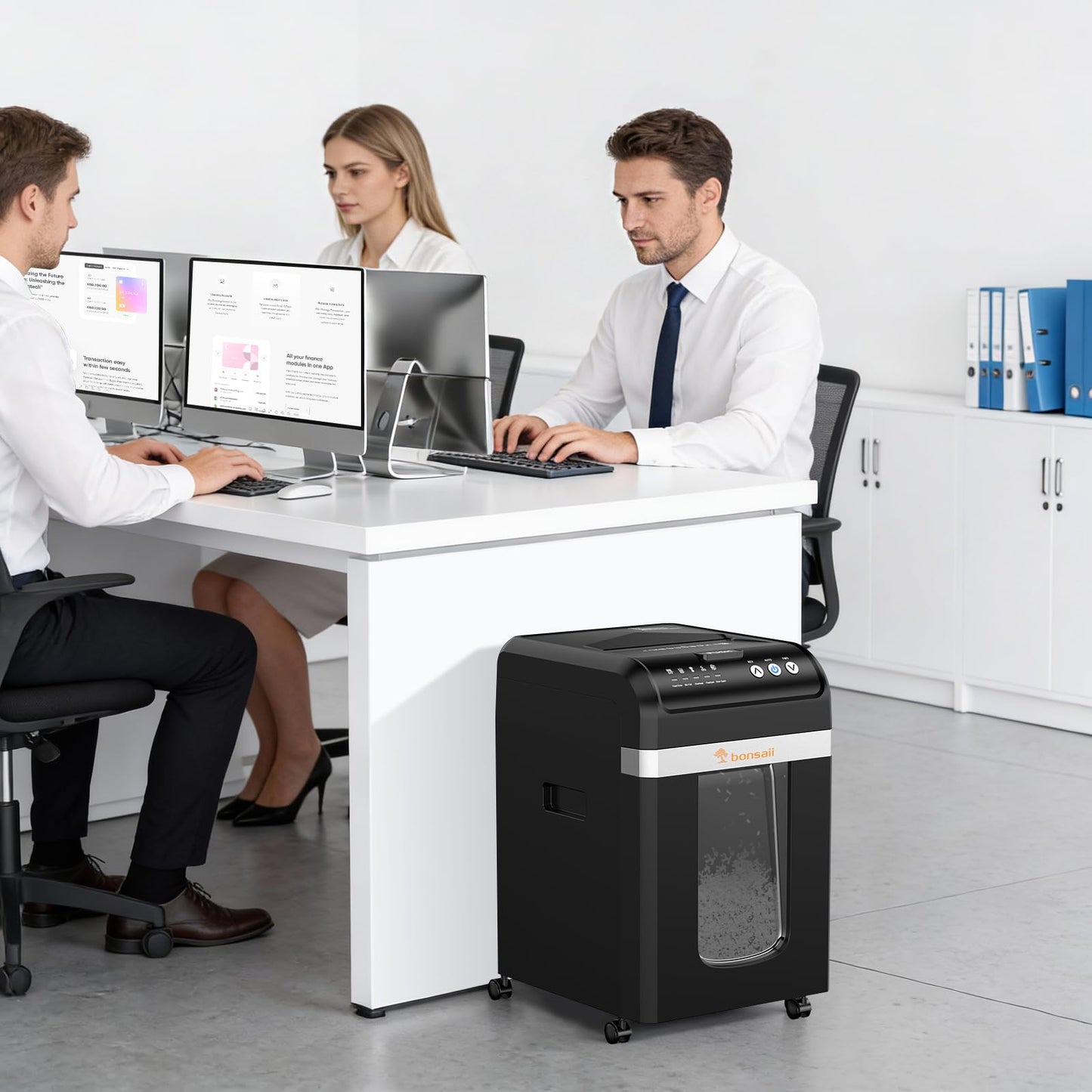 Bonsaii Paper Shredder Heavy Duty, 200-Sheet Auto Feed Micro-Cut 60 Minutes Nonstop P-4 High Security Shredders, 8.1 Gallon Large Bin Document Shredder for Office, Commercial Grade Shredder (C283-A)