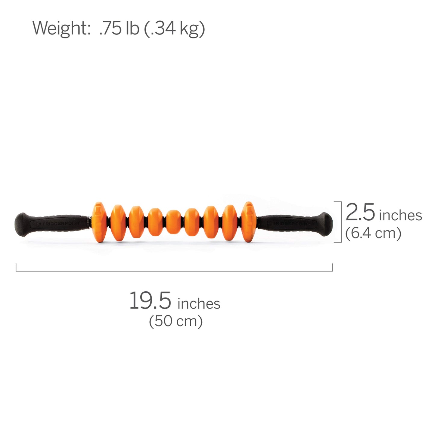 TRIGGERPOINT Performance Therapy STK Contour Flexible Handheld Massage Foam Roller with Ergonomic Handles, 19.5-Inch