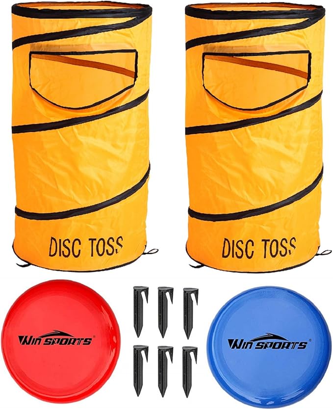 Folding Disc Toss Game Set - Flying Disc Toss Dunk Game Set - Includes 2 Disc Targets with Bean Bag & 2 Flying Discs & Carrying Case - Great for Backyard,BBQs,Tailgating
