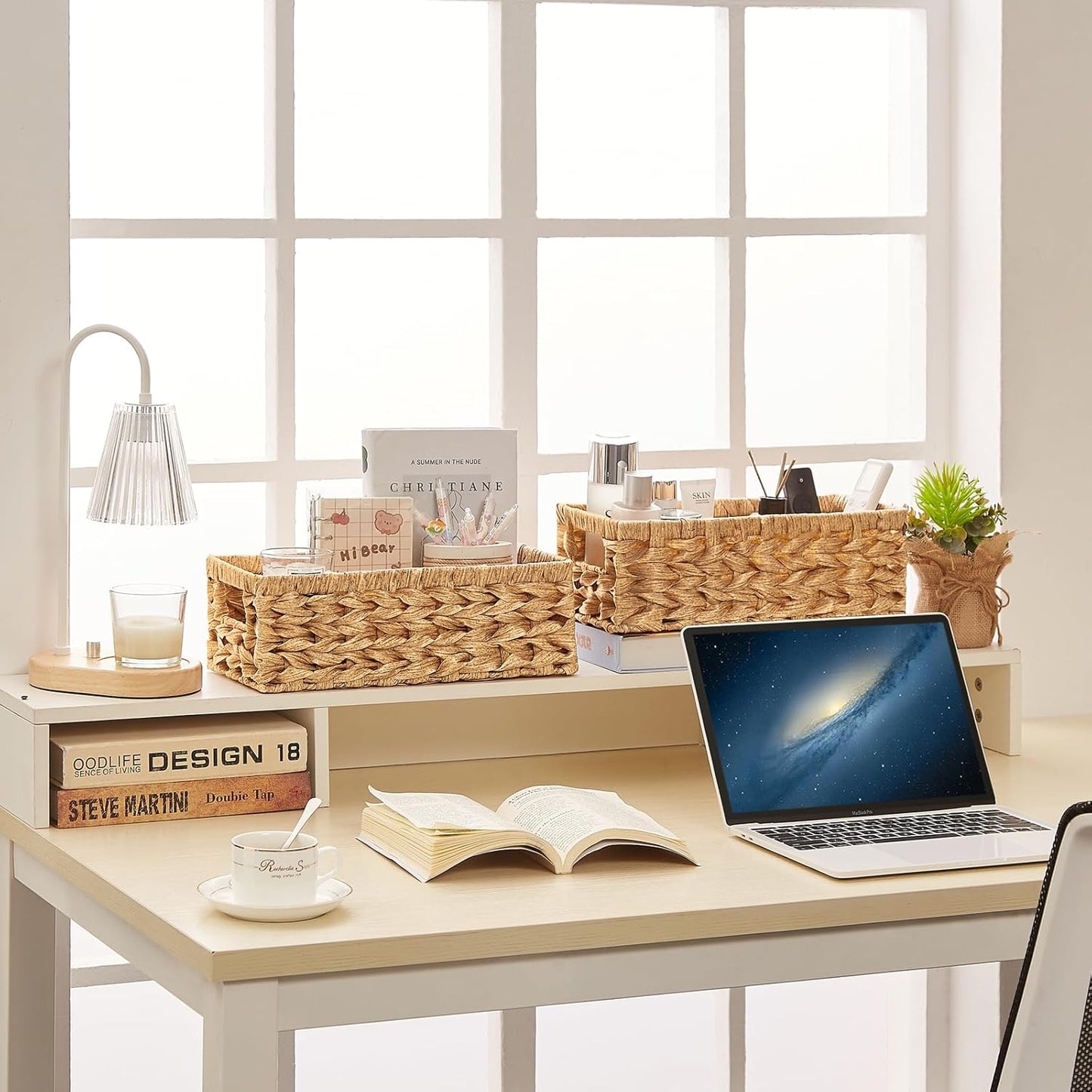 Vagusicc Wicker Storage Baskets - Stylish Organizing Baskets with Handles | 2-Pack for Home Decor