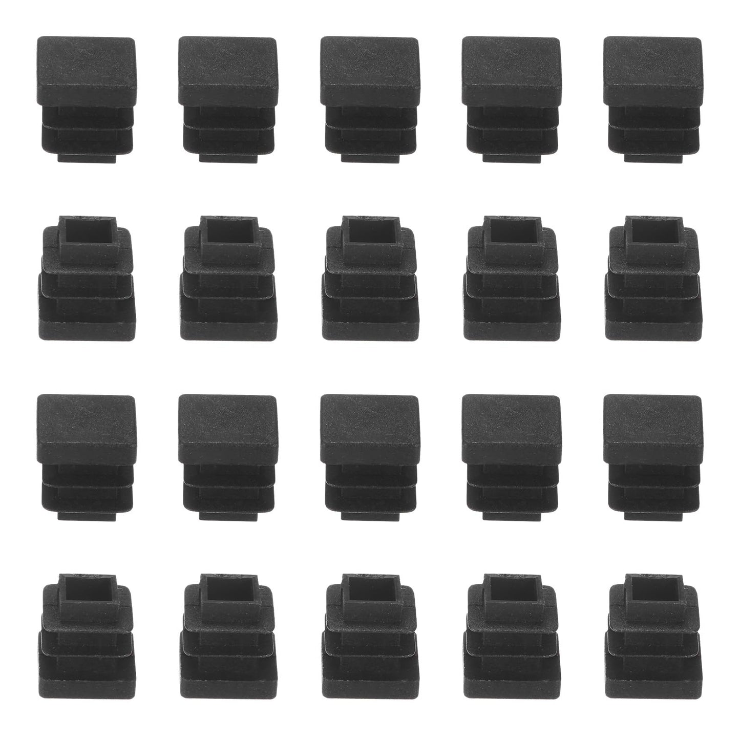 M METERXITY 50-Pack Tubing End Caps, 1/2 x 1/2 Inch Plastic Square Hole Plugs Inserts for Chair Leg/Bar Stool/Fitness Equipment, Chair Glides Fence Plug Floor Protectors