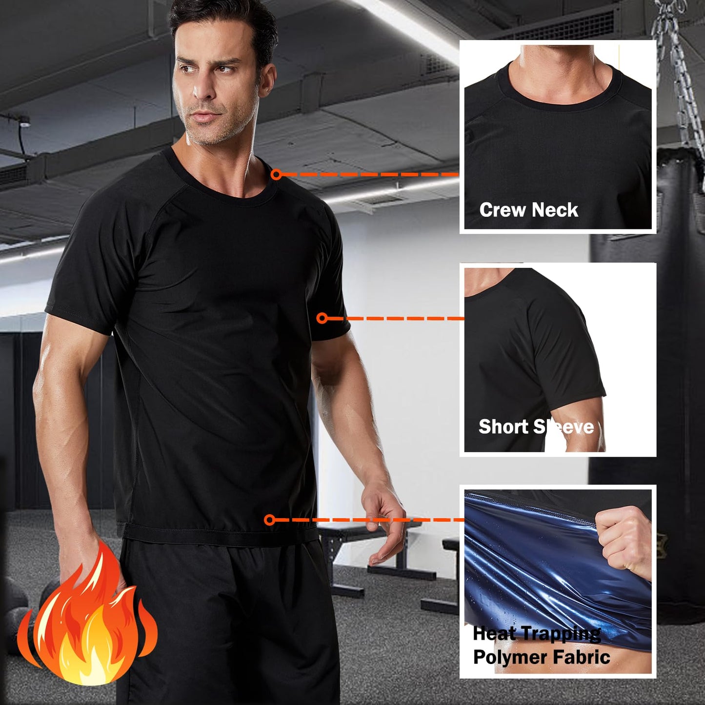 Towintec Sauna Shirt for Men Short Sleeve Sweat Suit Heat Trapping T-shirt Weight Loss Hot Suits Sports Gym Workout Shapewear MMA Training Sports Heat Trapping Body Smoothing Tops Shirts(Blue,2XL)