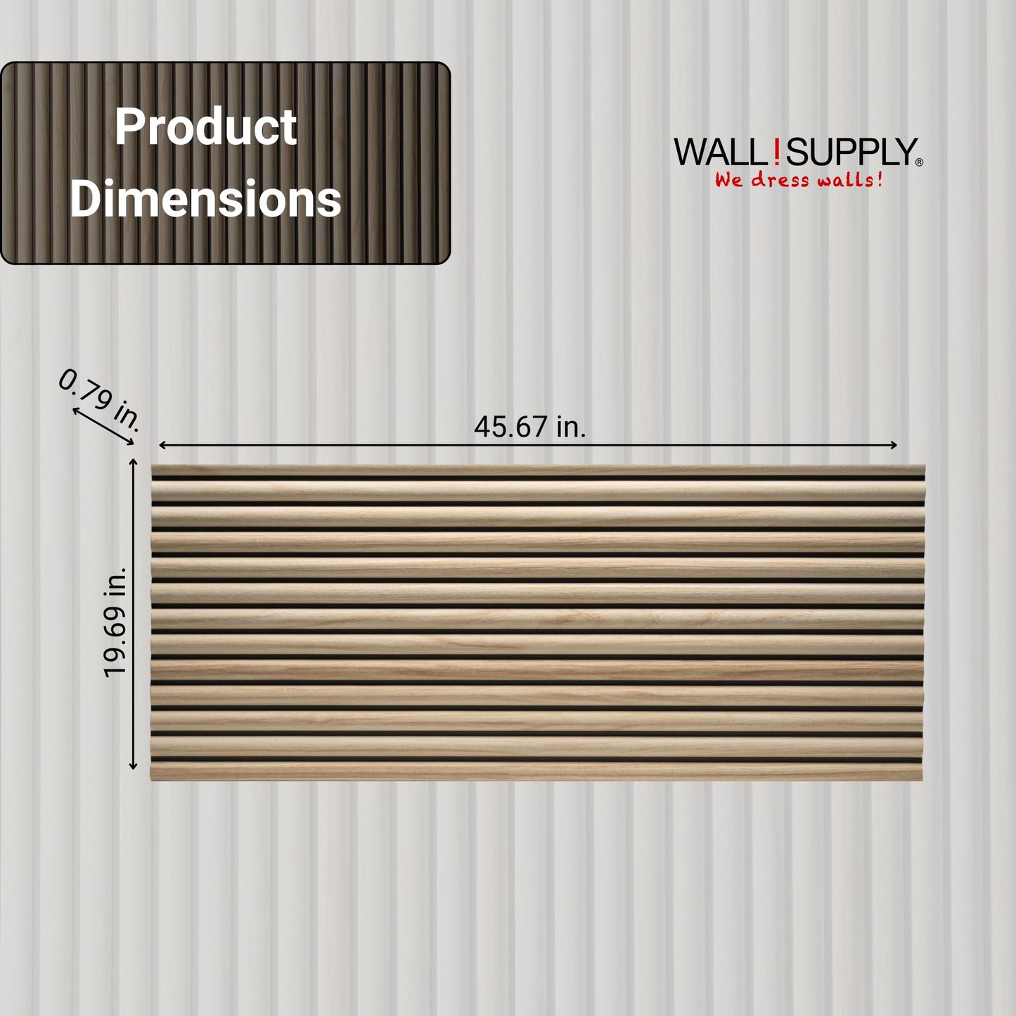 Wall!Supply 3D Wall Panels – Faux Natural Wood Round Slatted – Lightweight Foam (EPS) – Wallpaper Alternative – Easy DIY Installation – 4 Pack, Covers 24.96 Sq Ft
