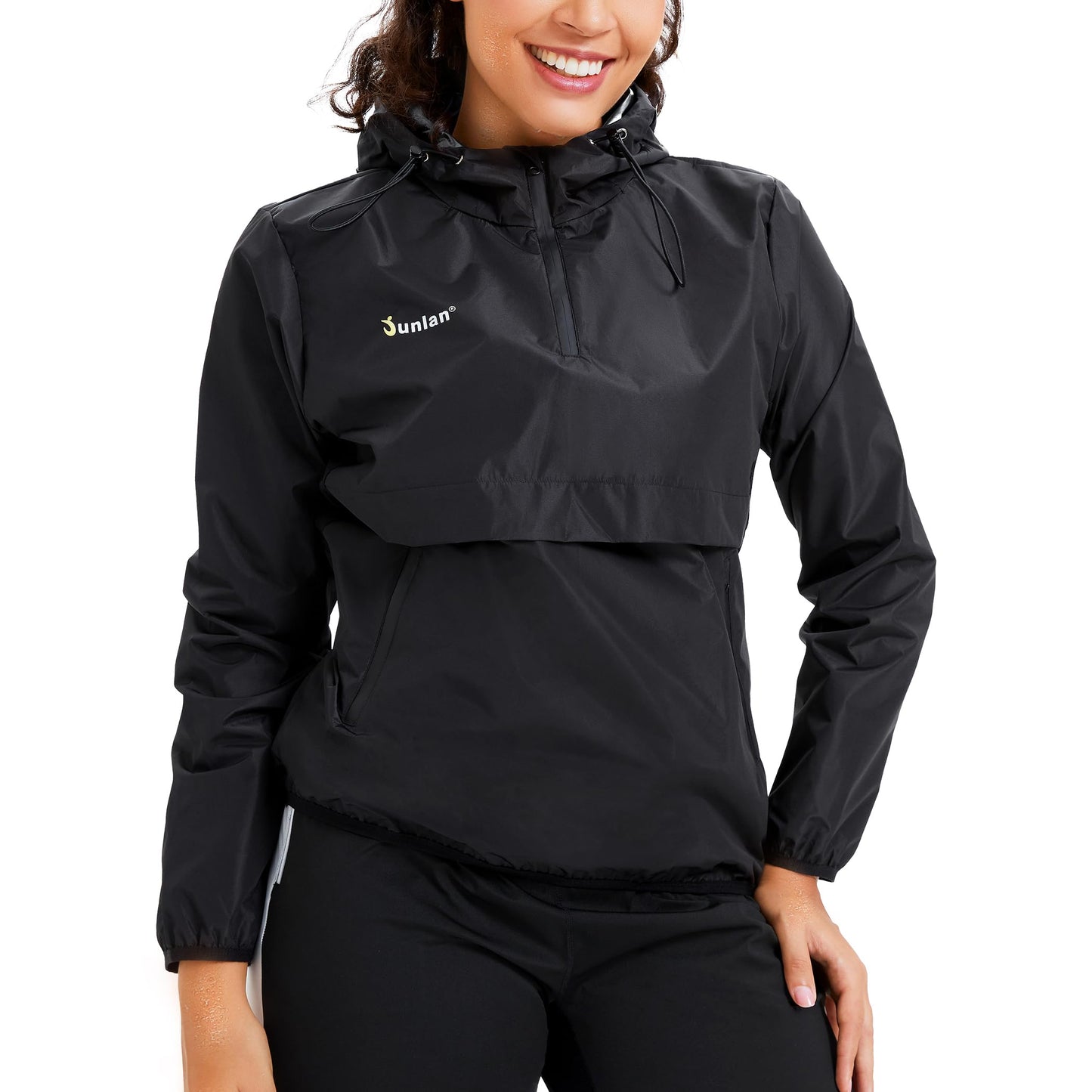 Junlan Sauna Suit for Women Sweat Jacket Gym Workout Vest Sweat Suits for Women (A.Black Tops Only,XX-Large)