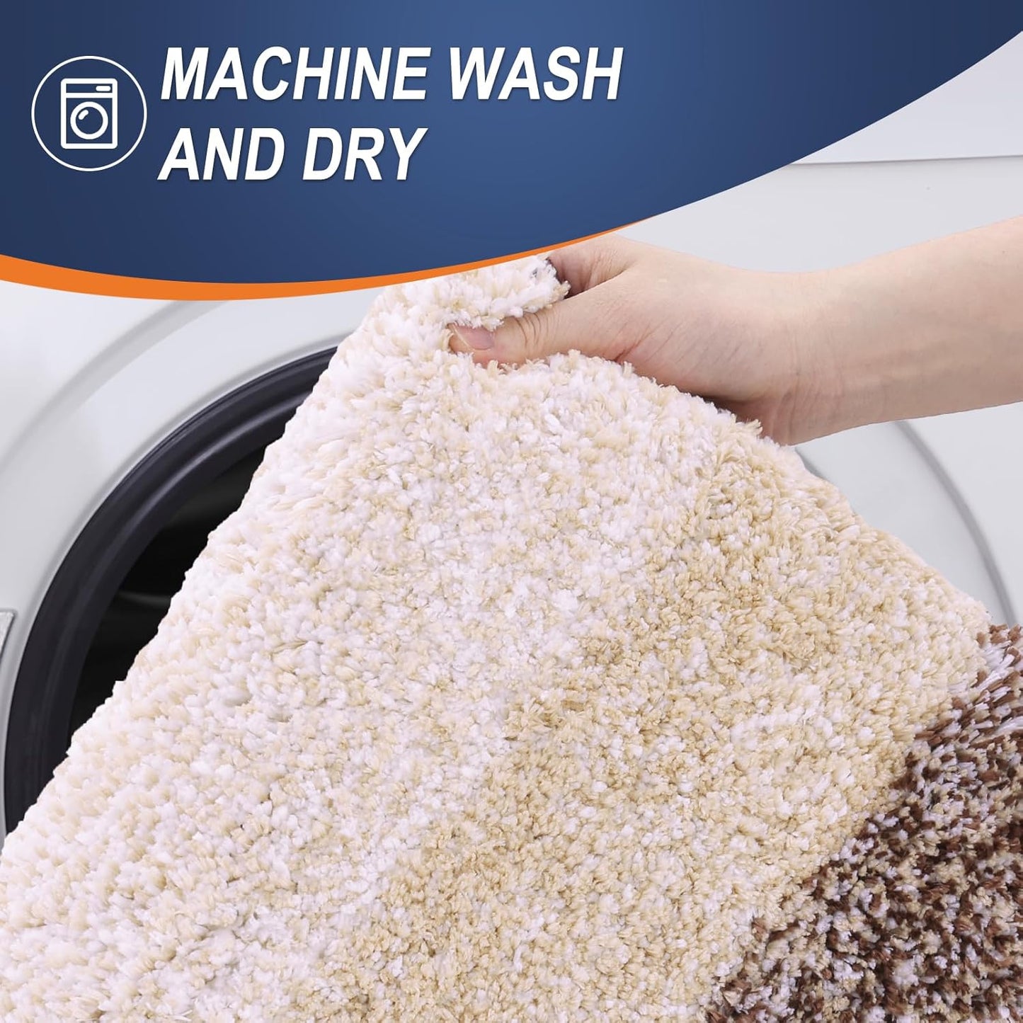 OLANLY Large Bathroom Rugs - Extra Soft Microfiber Mat 44x32 | Quick Dry & Machine Washable, Brown