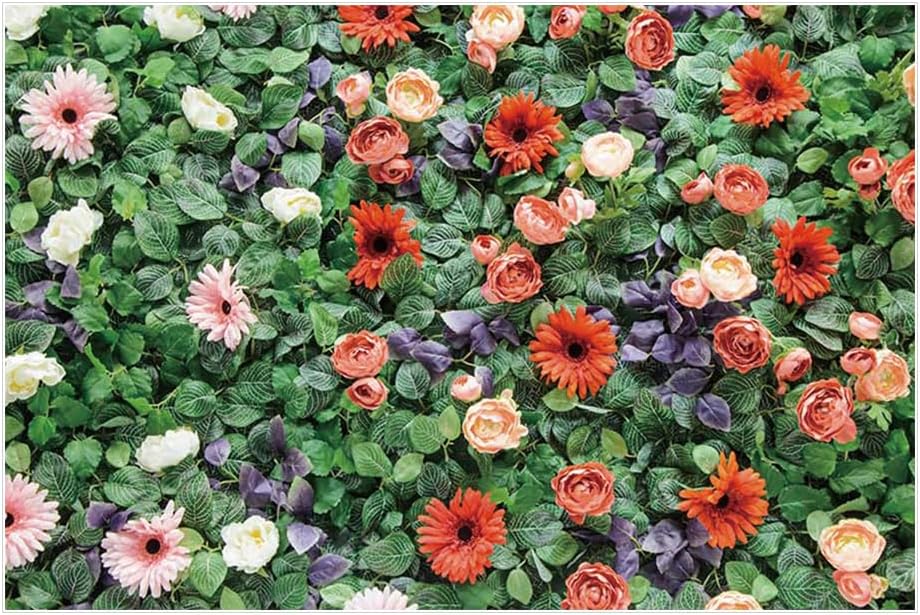 MOONDECO Flower Wall Backdrop Colorful Floral Photography Background Mixed Color Gerbera Daisy Photo Banner Girls Women