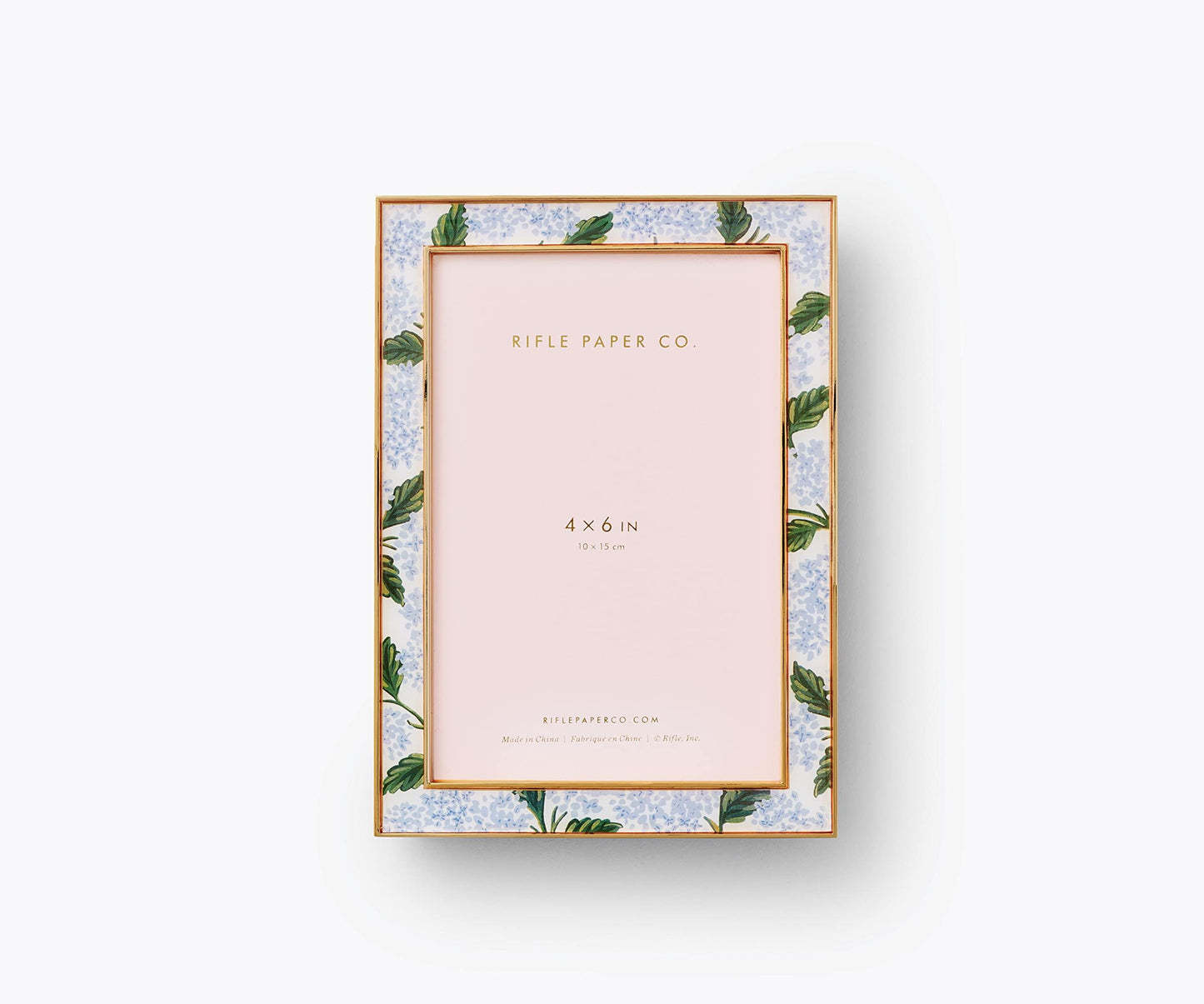 RIFLE PAPER CO. Hydrangea 4x6 Picture Frame For Special Photos With Friends And Family, Stylized Pattern Single Photo Frame For Desks, Cabinets, And Nightstands