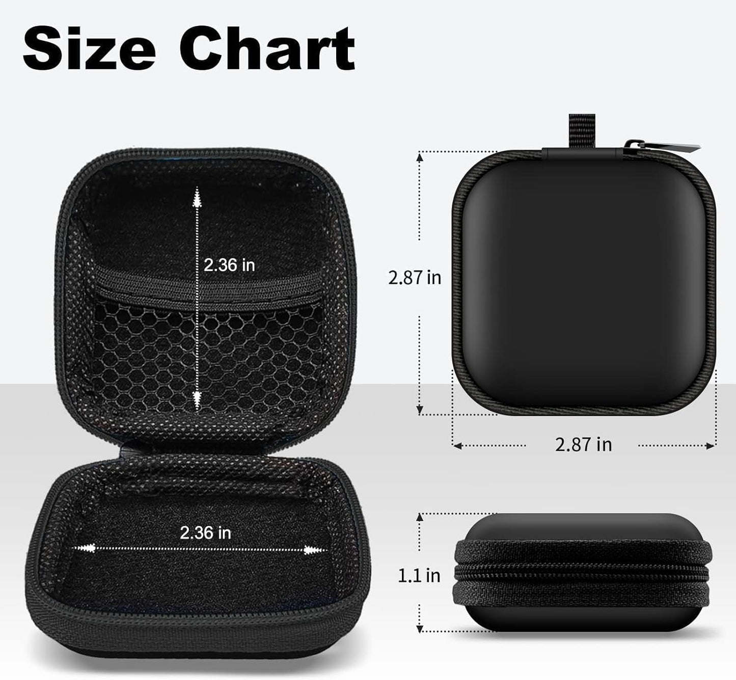 Woyinger Square Earbud Case Portable EVA Storage Bag Cell Phone Accessories Organizer with Carabiner for Wired/Wireless