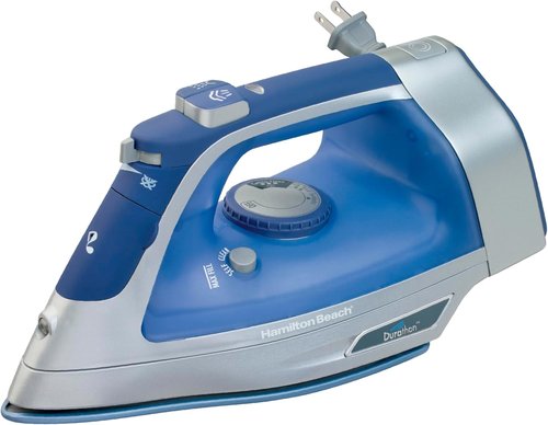 Hamilton Beach Steam Iron - Vertical Steamer with Scratch-Resistant Soleplate, 1500 Watts, Blue
