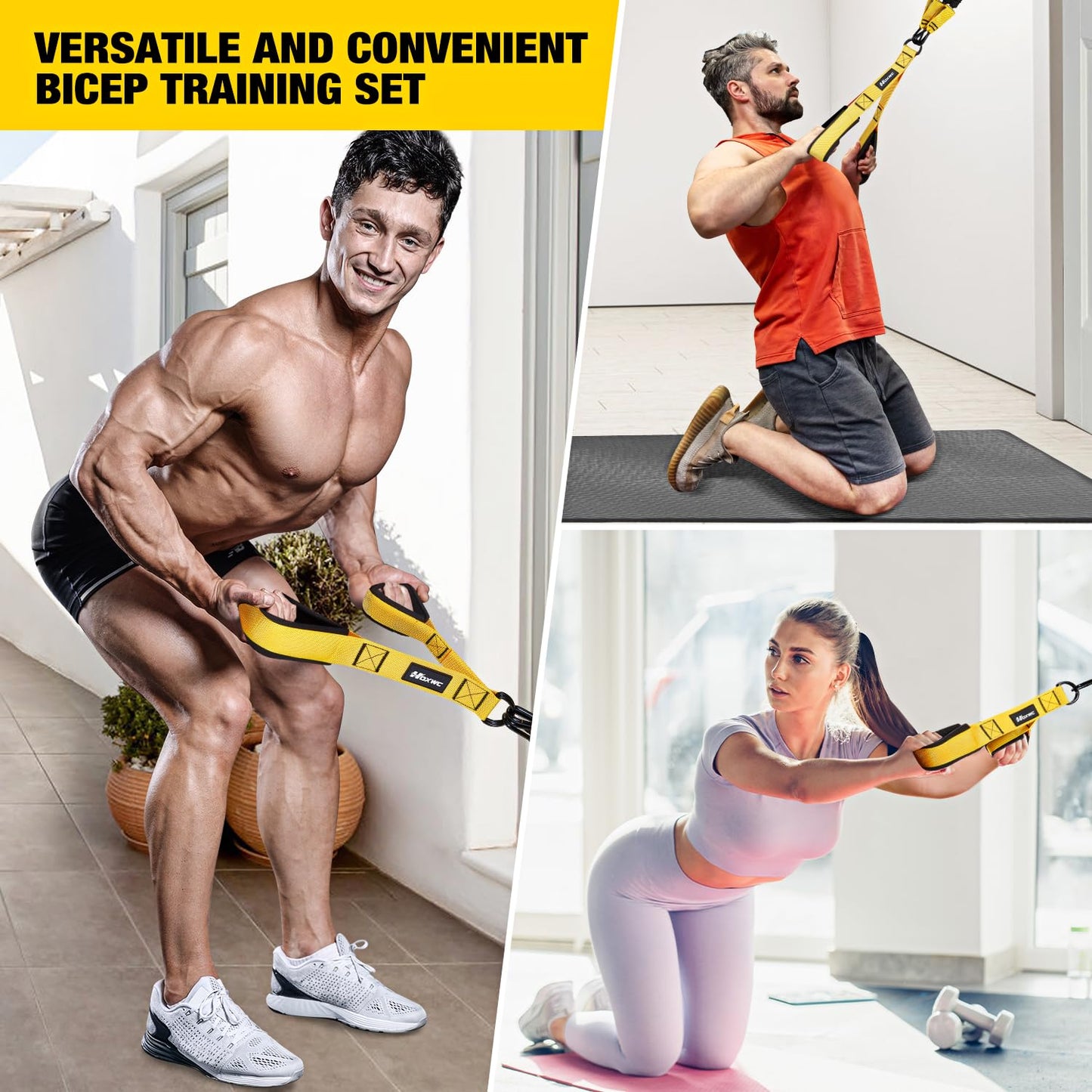 HOXWC Resistance Bands with Handles, Exercise Bands with Door Anchor for Working Out, Home Gym Workout Equipment for Push Downs, Tricep, Biceps, Arms, Back, Chest, Abs, Shoulder Training