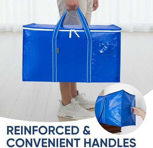 BALEINE Oversized Moving Bags - Heavy-Duty Storage Totes with Reinforced Handles | Royal Blue, 4-Pack