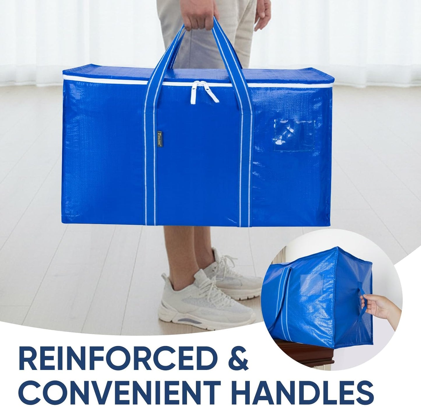 BALEINE Oversized Moving Bags - Heavy-Duty Storage Totes with Reinforced Handles | Royal Blue, 8-Pack