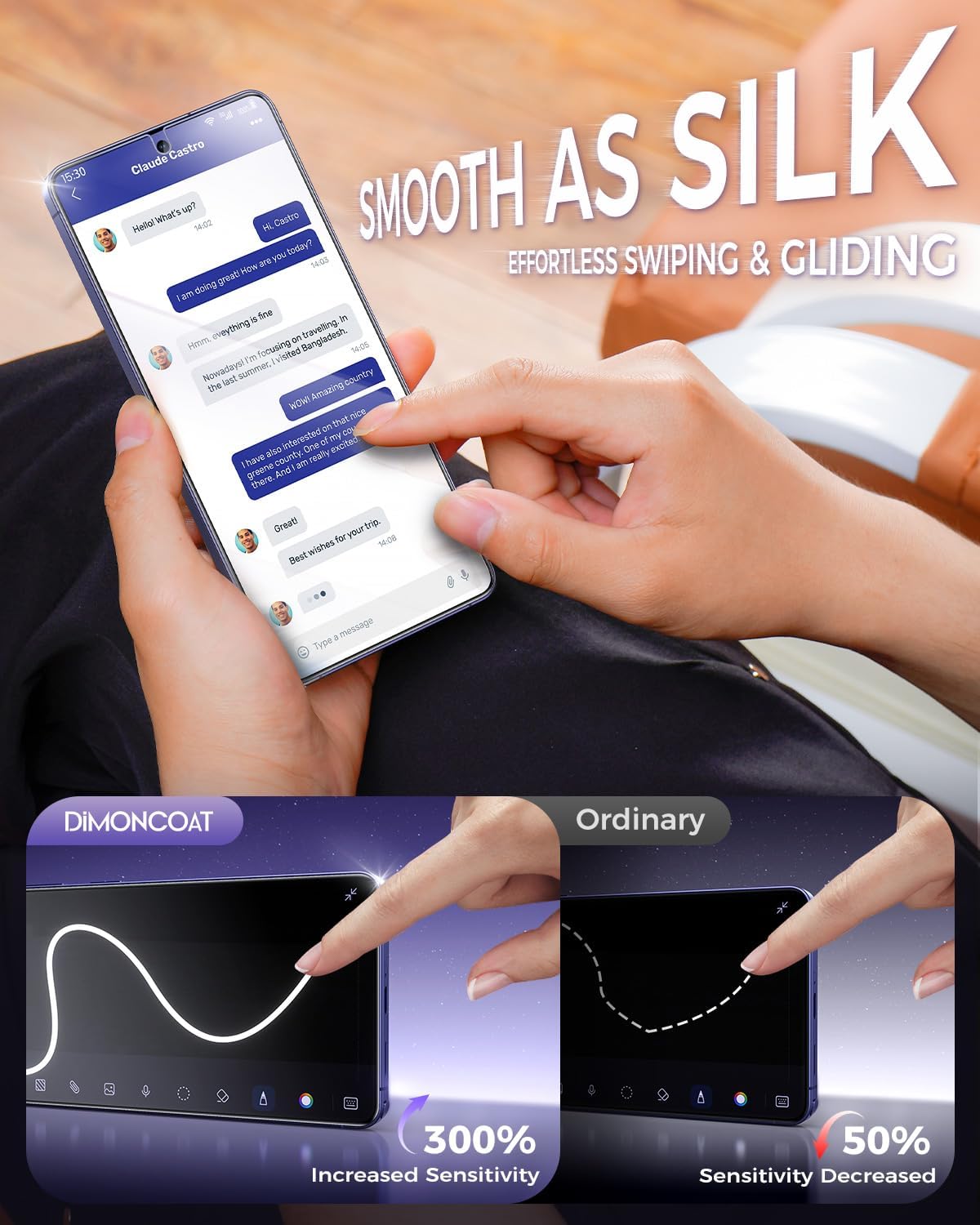 2+2 Pack S26 6.9'' 9H+ [12 DIMONCOAT for Samsung Galaxy Ultra Screen Protector with Camera Lens Protector, [TOP HD