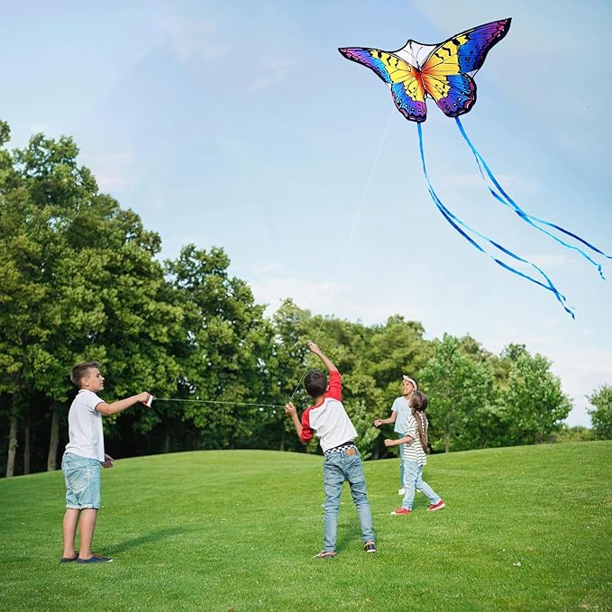 HONBO Butterfly Kites for Kids & Adults,55" x 28" Large Beginner Kite for Kids Ages 4-8,Easy to Fly for Beginners, Each Kite with 300ft Line Handle,Beach Kites for Outdoor Activities & Family Trip