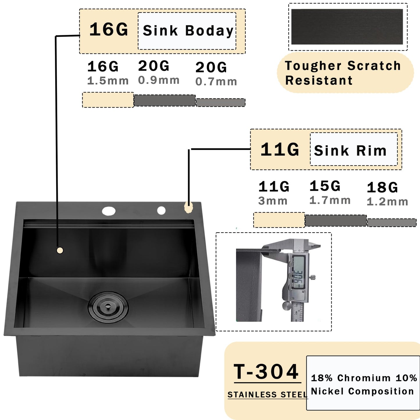 VCCUCINE 21x20 Inch Gunmetal Black Drop in Bar Sink Kitchen Sink Workstation,Topmount RV Small Kitchen Sink,16 Gauge Stainless Steel Wet Bar Sink,Outdoor Single Bowl,Prep Sink with Accessories