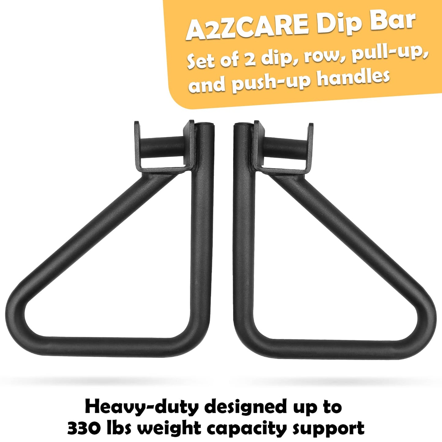 A2ZCARE Dip Bar Attachment for Squat Rack - Multi Grip Set of 2 for Strength Training, Pull up, Push up 2x2 inch Power Cage Squat Rack - Pair