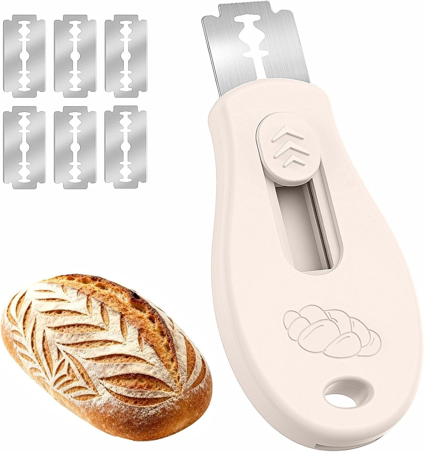Skiennix Bread Lame - Sourdough Scoring Tool with Extractable Magnetic Design | Includes 5 Razor Blades - Beige
