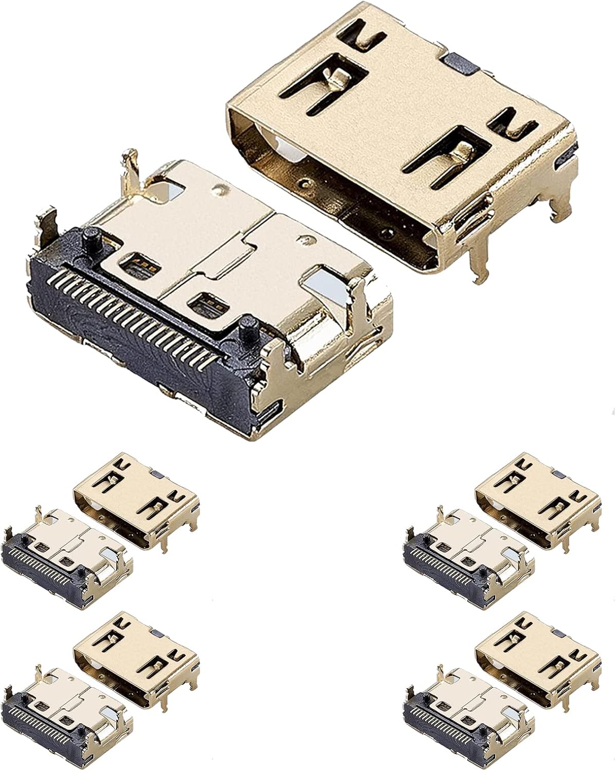 Teansic 10Pcs 19 Mini HDMI Female Gold Plated Pin Repair Plug Soldering Wire Connectors
