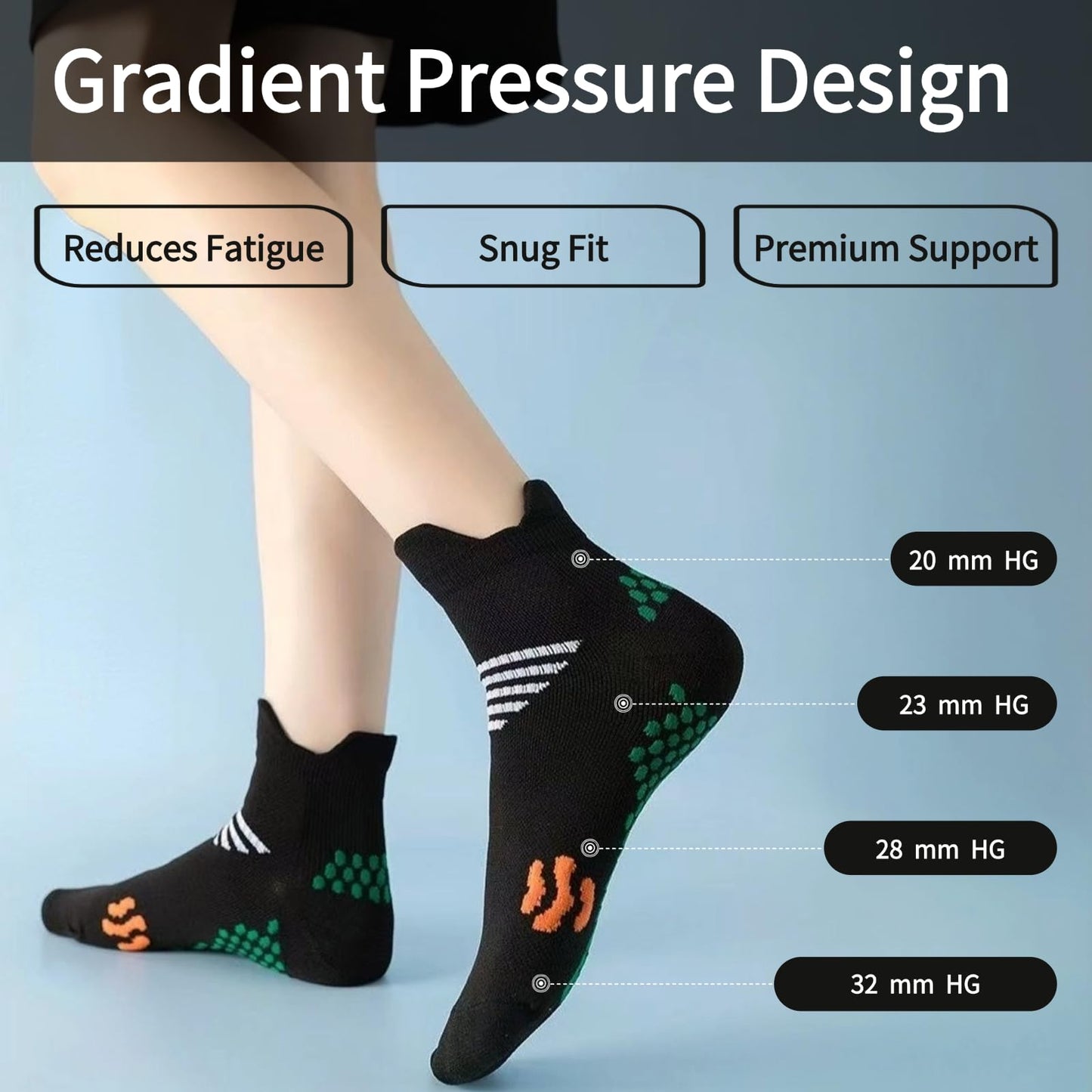 MICBAM 7 Pairs Womens Compression Ankle Socks Running Athletic No Show Socks,Low Cut Casual Socks (Classic Basic Collection(2*Black,2*Navy,2*Dark Blue,1*White))