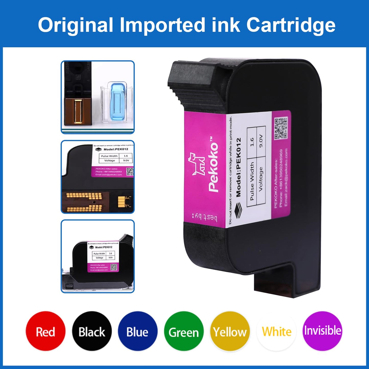PEKOKO LB100S Intelligent Portable Hand Jet Handheld TIJ Thermal Inkjet Printer 12.7mm Online QR Bar Batch Date Number Coding Machine for Carton Box,Food Package,Drink Bottle