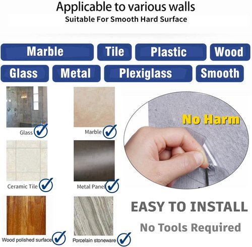 **Skiennix Heavy Duty Adhesive Hooks - 15 lbs Capacity, No Drill Plastic Hangers for Bathroom & Kitchen**