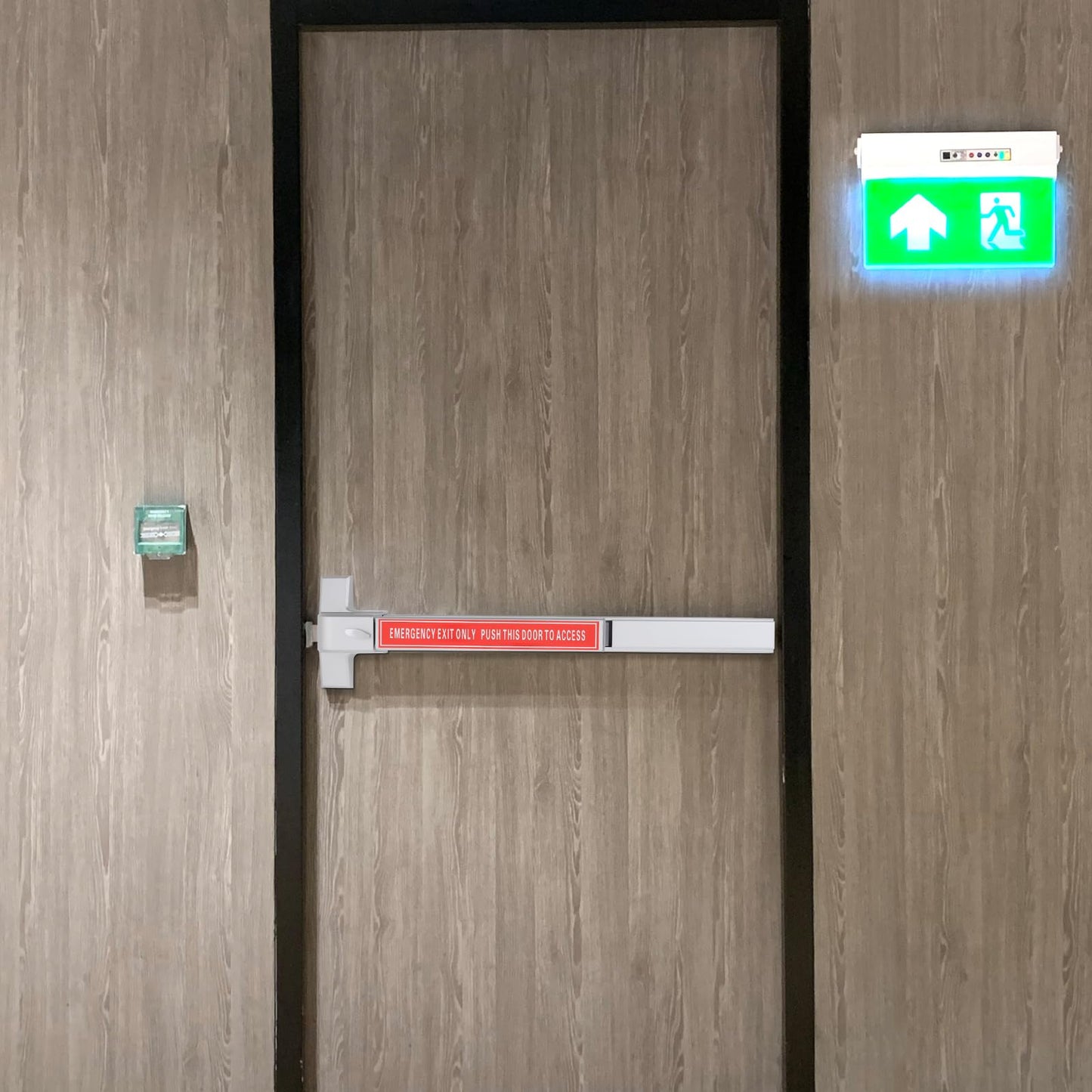 Commercial Door Push Bar Panic Exit Device, Adjustable Heavy-Duty Stainless Steel Emergency Exit Hardware with Exterior Lever & 2 Keys, Universal Vertical Rim Lock for Single Doors (Safety & Durable)