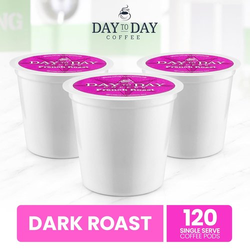Day To Day Coffee French Roast Coffee Pods - 120 Count | Compatible with Keurig K-Cup Brewers