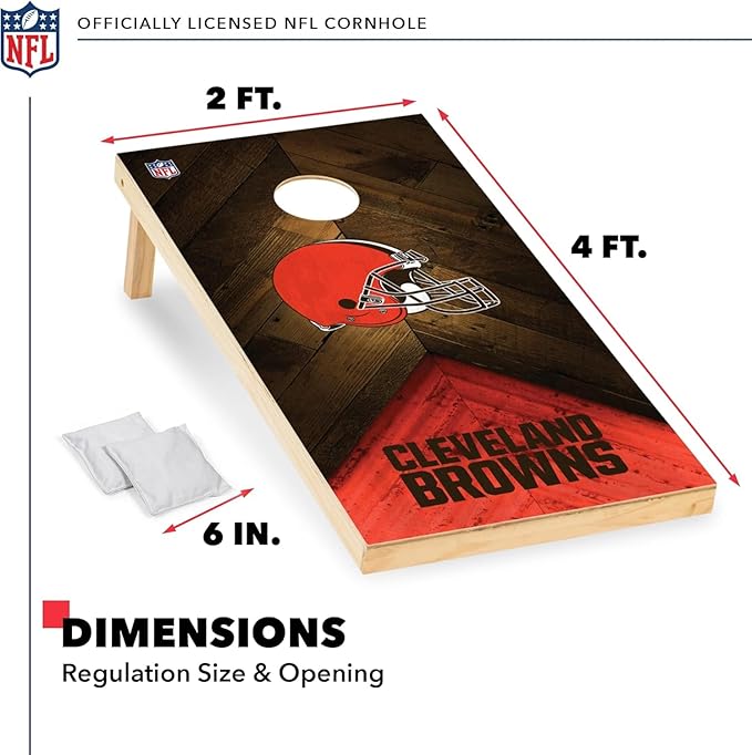 NFL Football 2' x 4' Regulation Size Solid Wood Cornhole Set with Direct Print HD Team Graphics Great Gift for Any Football Fan! Bean Bag Toss Family Outdoor Game